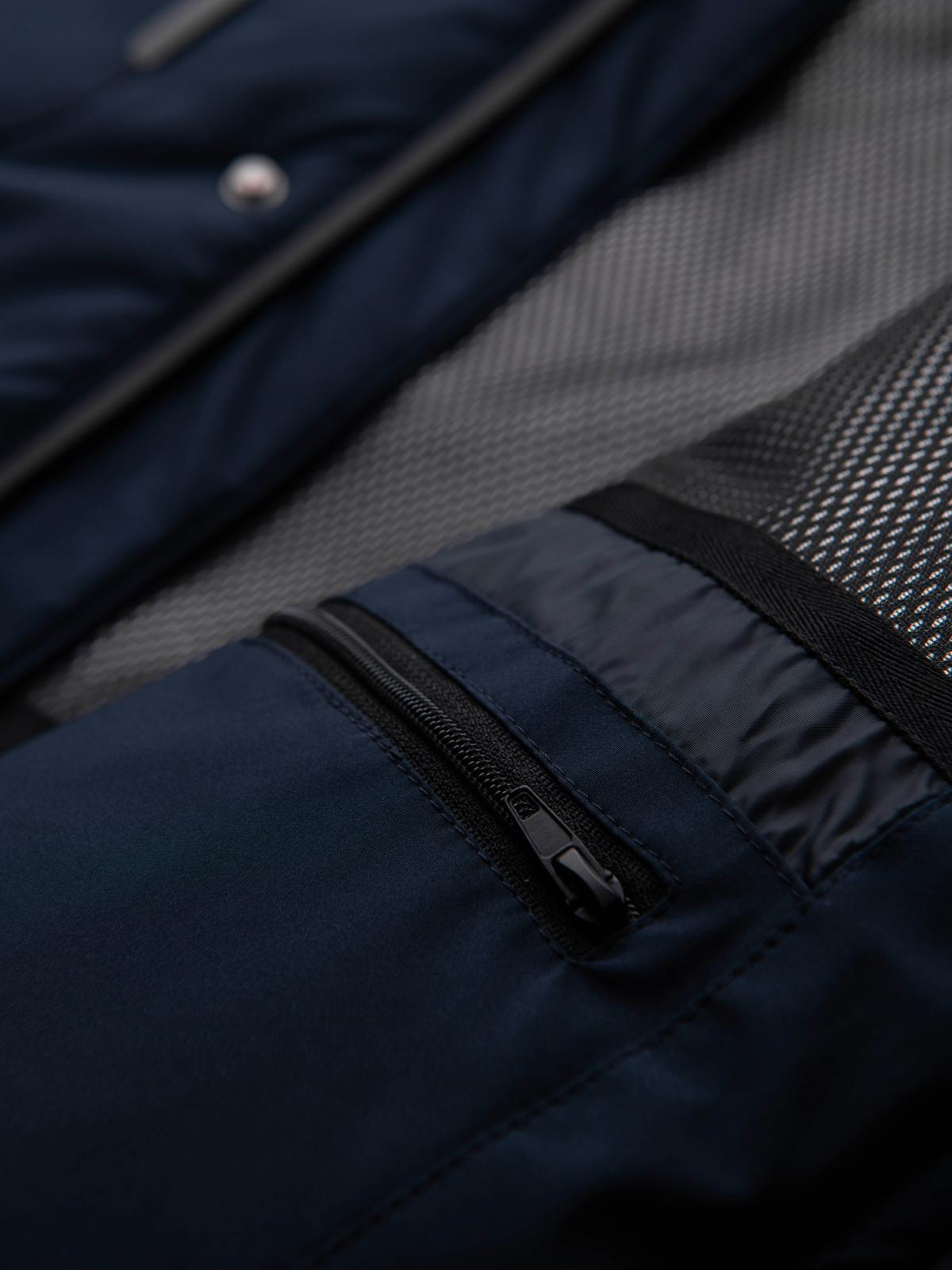 Ombre Men&#039;s winter jacket with detachable hood made of waterproof material - navy blue