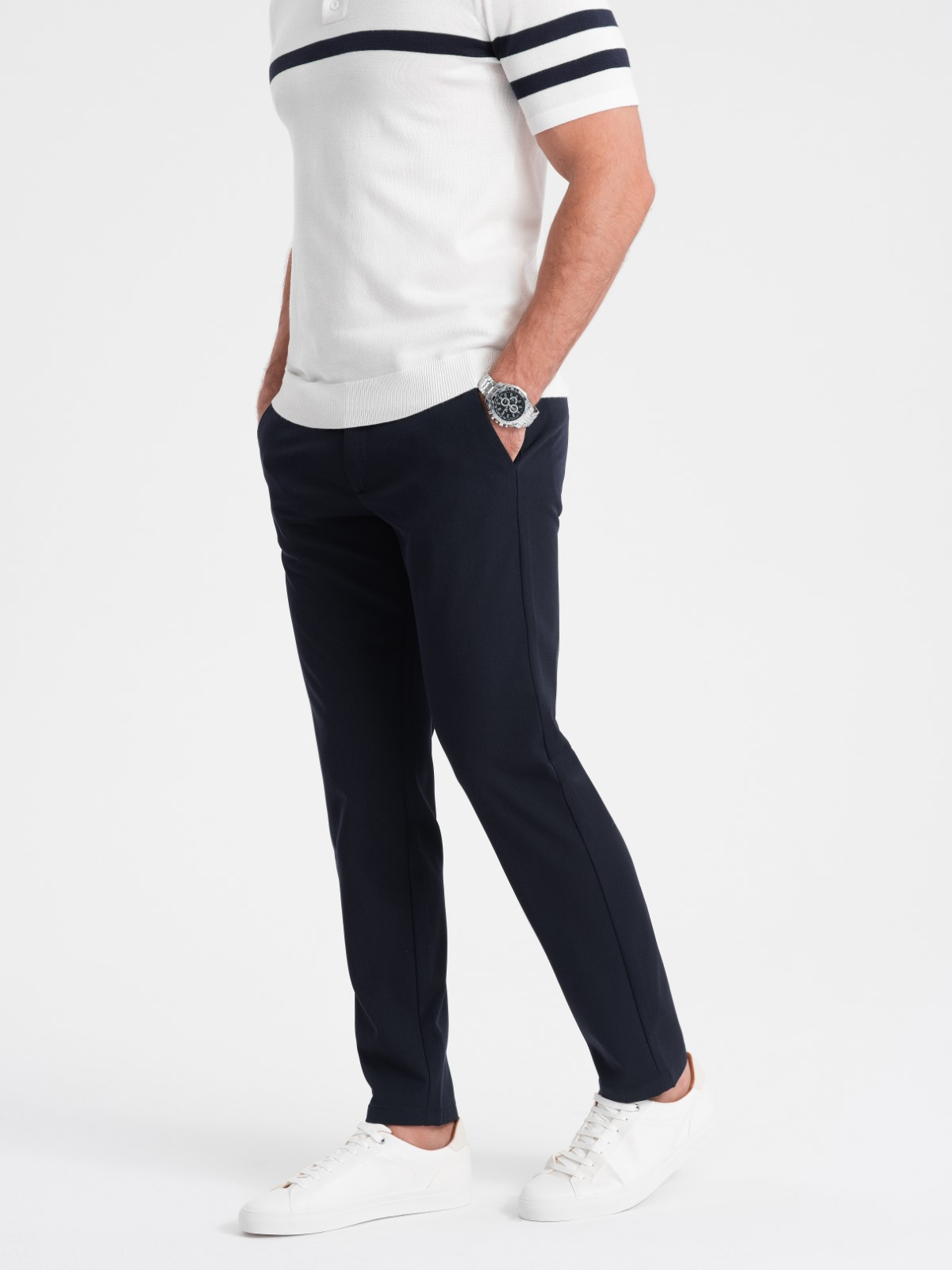 Ombre Men&#039;s smart chino SLIM FIT pants - navy blue