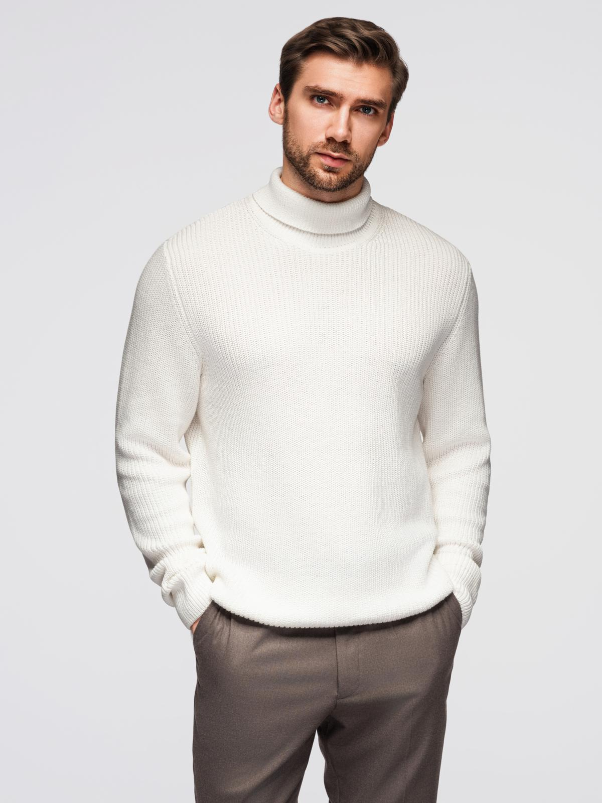 Ombre Classic men's cotton turtleneck sweater - white