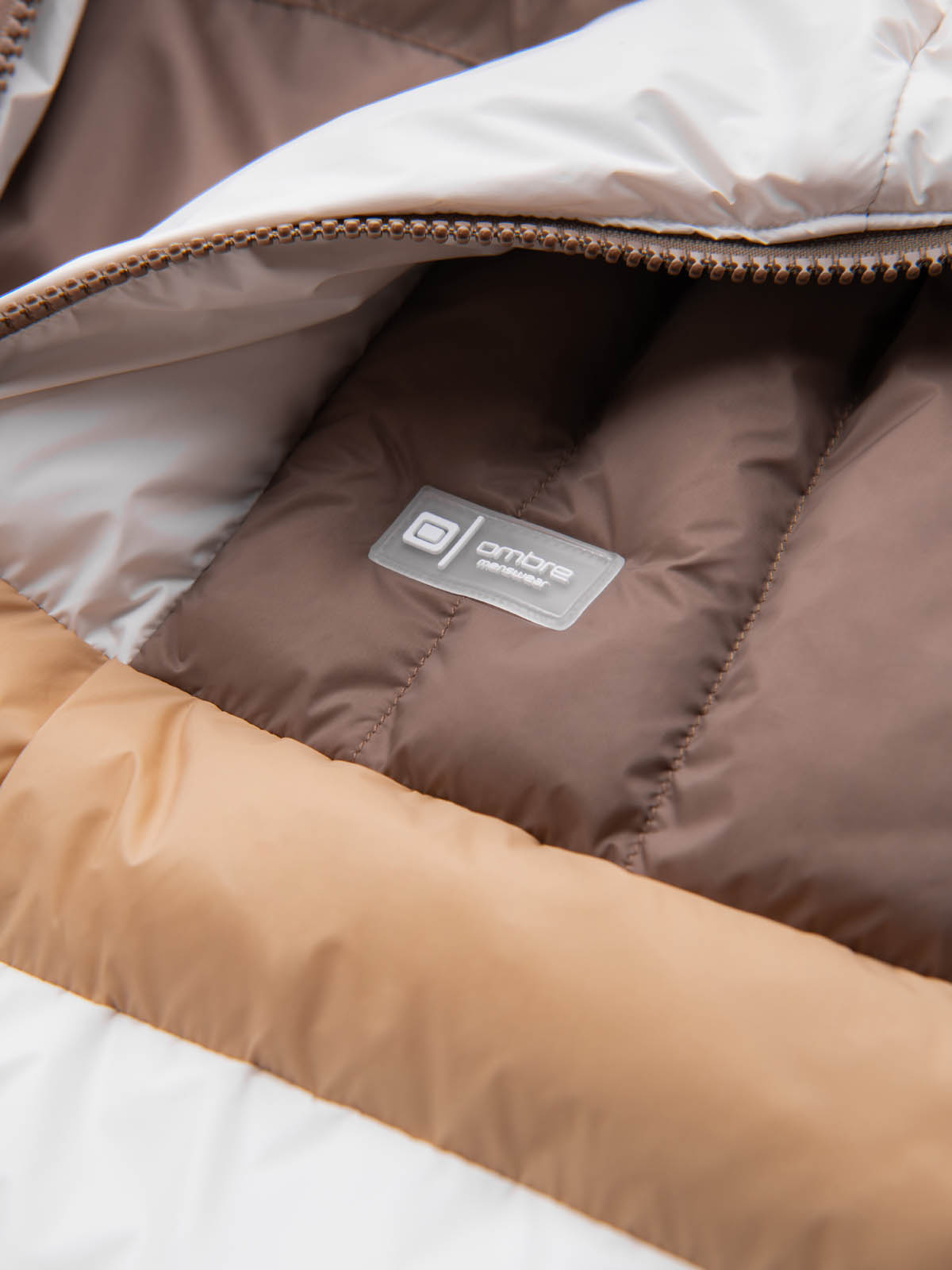 Ombre Colorful retro men&#039;s sports jacket - beige and white