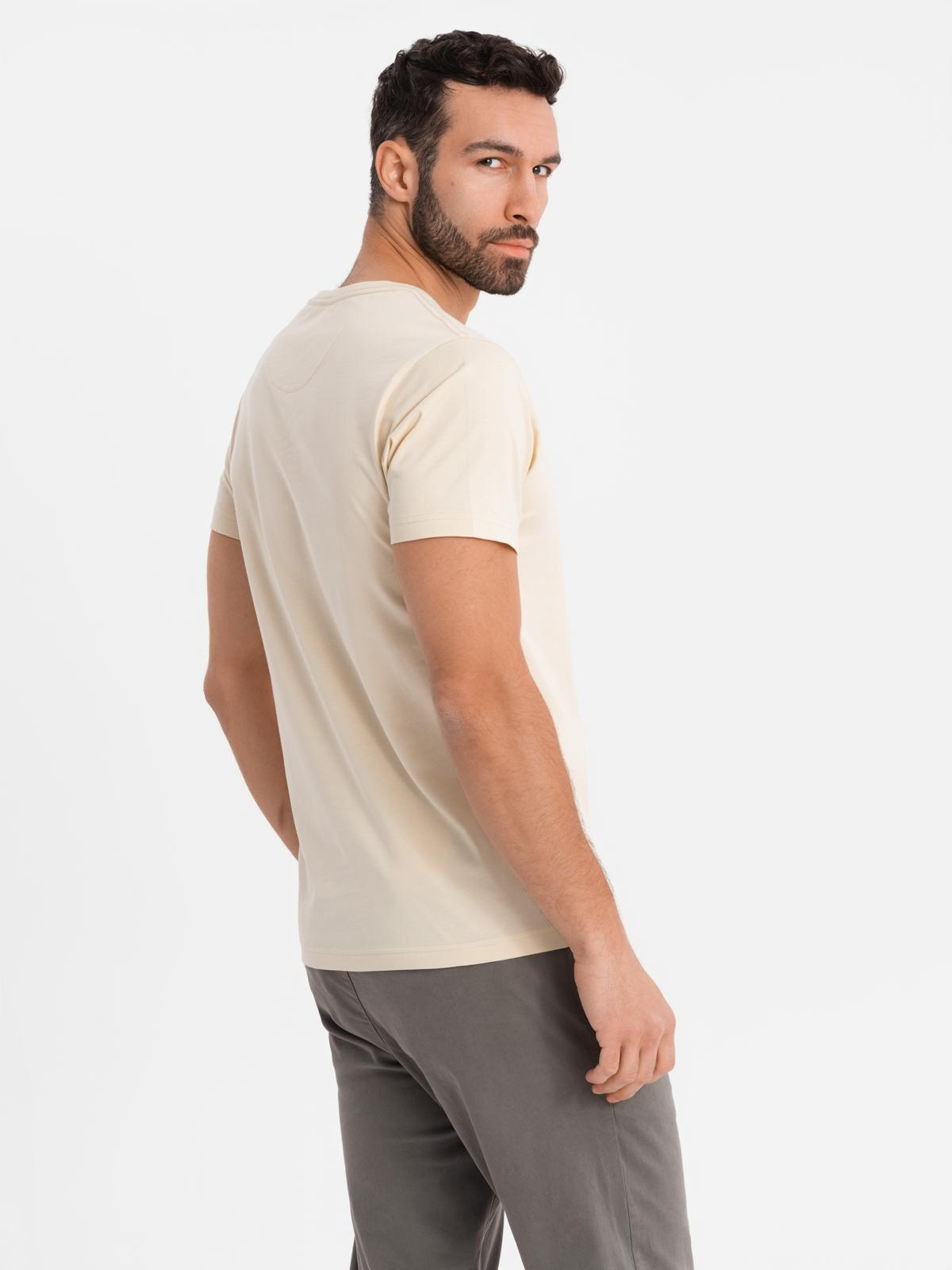 Ombre Men's cotton t-shirt with printed pocket - turquoise
