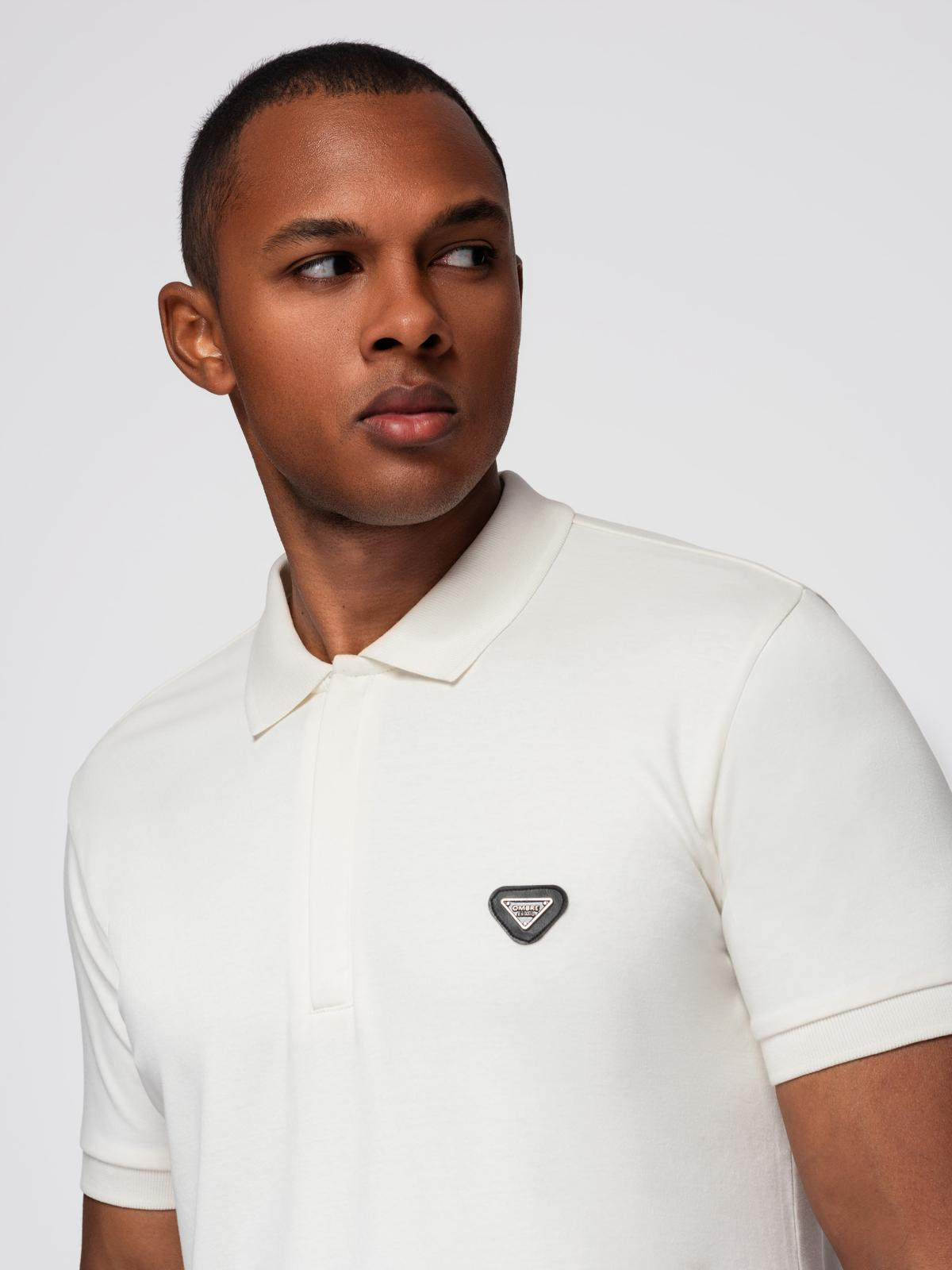 Ombre Men's polo shirt with zipper neckline - white