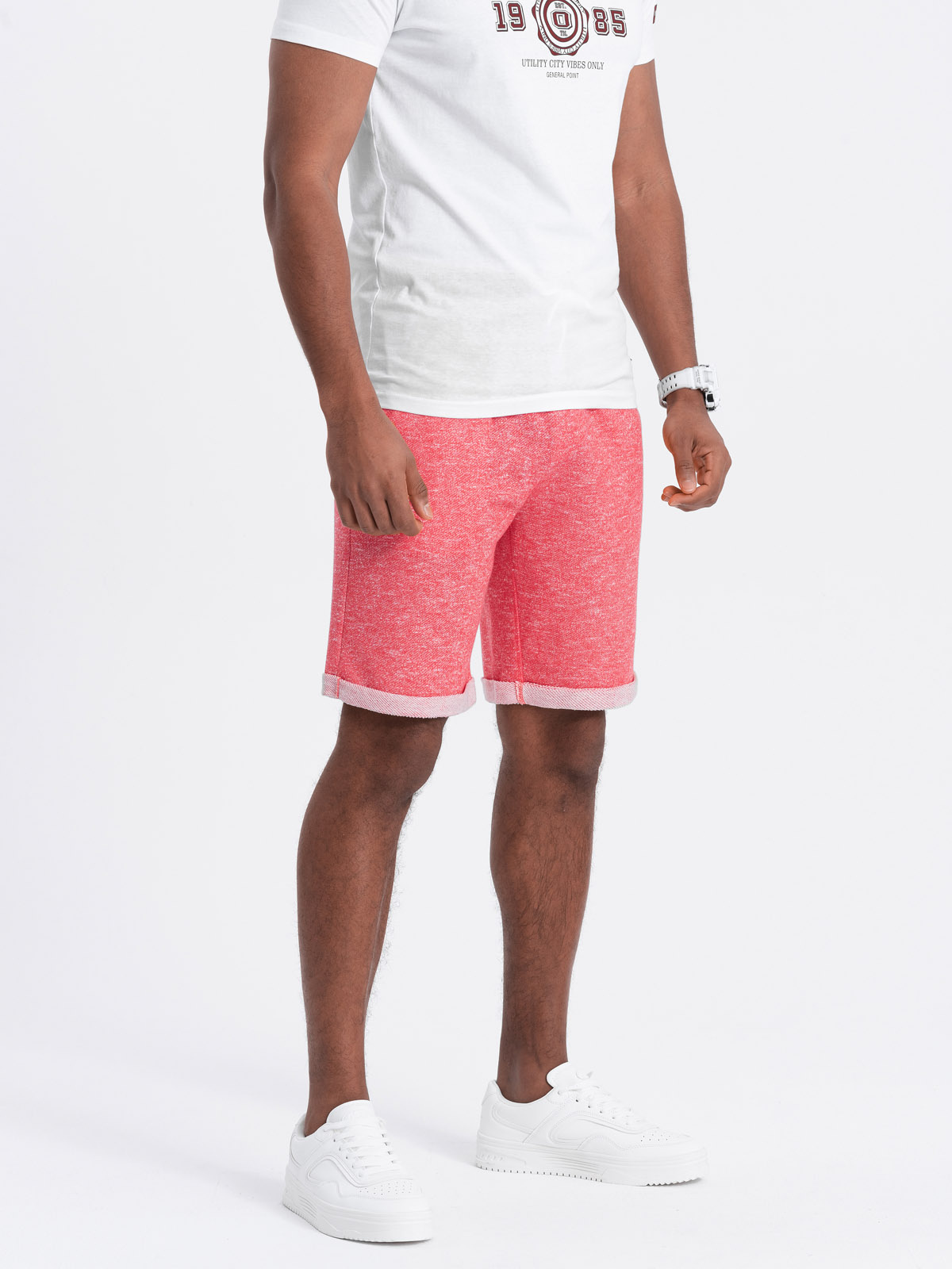 Ombre Men's LOOSE FIT melange fabric shorts - bright red