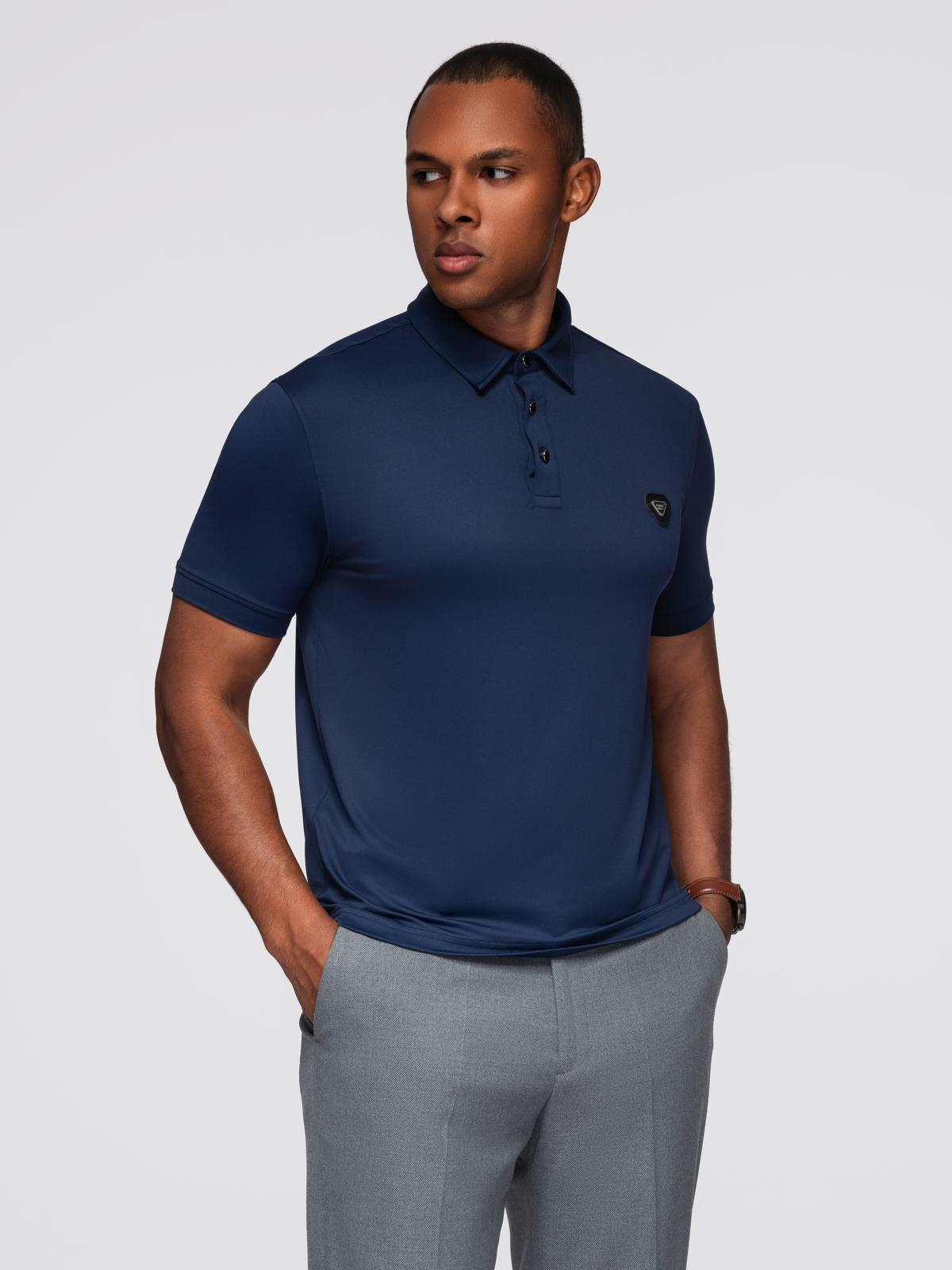 Ombre Stylish men's stretch fabric polo shirt - navy blue