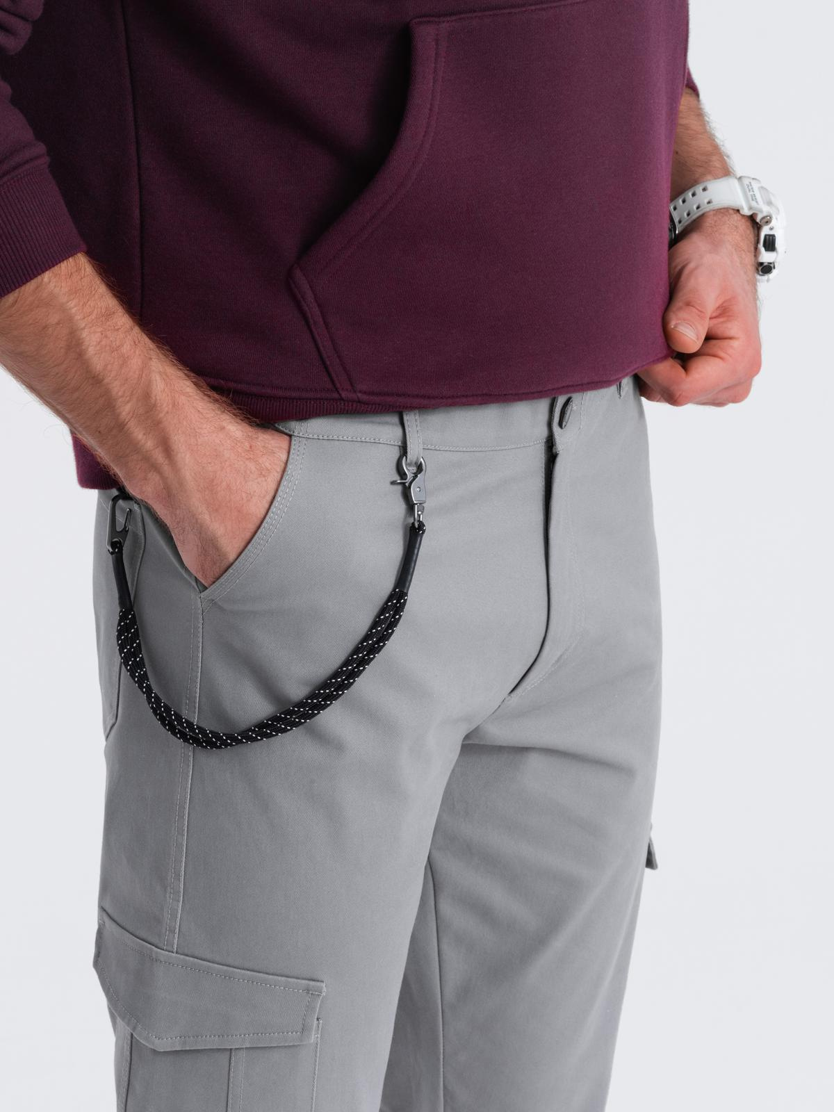 Ombre Men&#039;s pants with cargo pockets and leg hem - grey