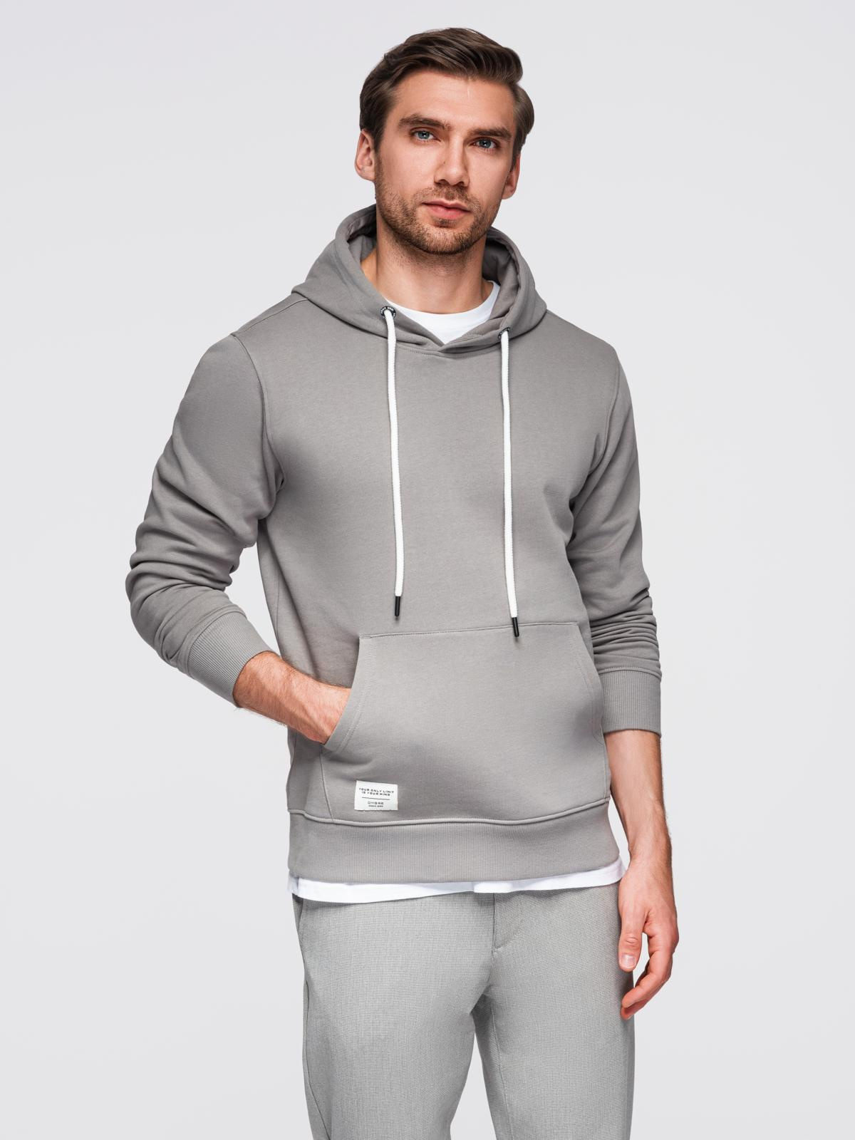 Ombre Men&#039;s kangaroo hooded sweatshirt - gray