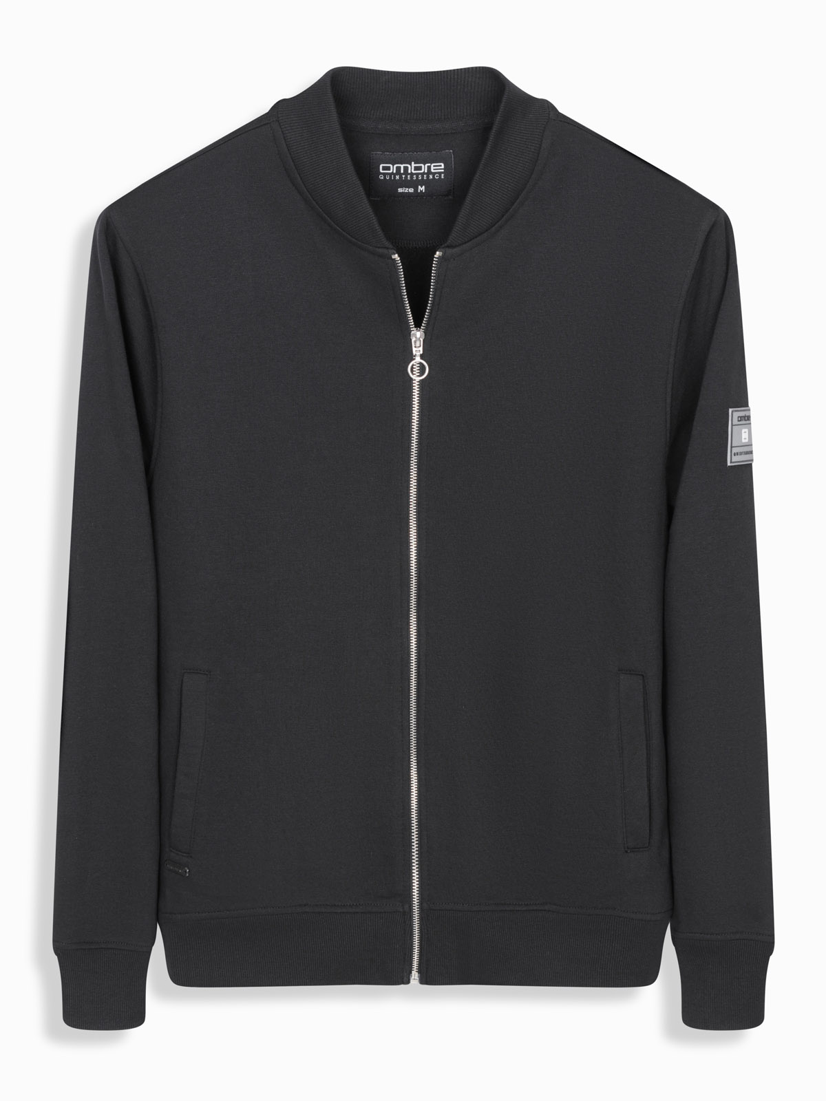 Ombre Cotton unbuttoned men&#039;s sweatshirt bomber - black