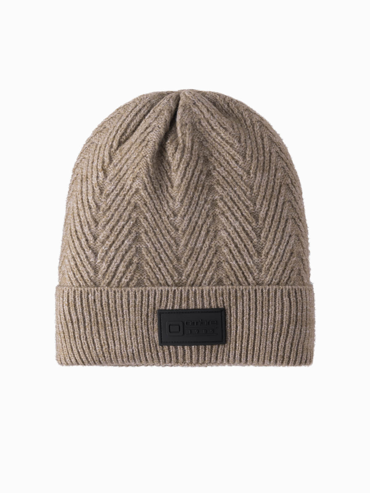 Ombre Men's Knitted Sweater-weave Cap With Patch - Ash