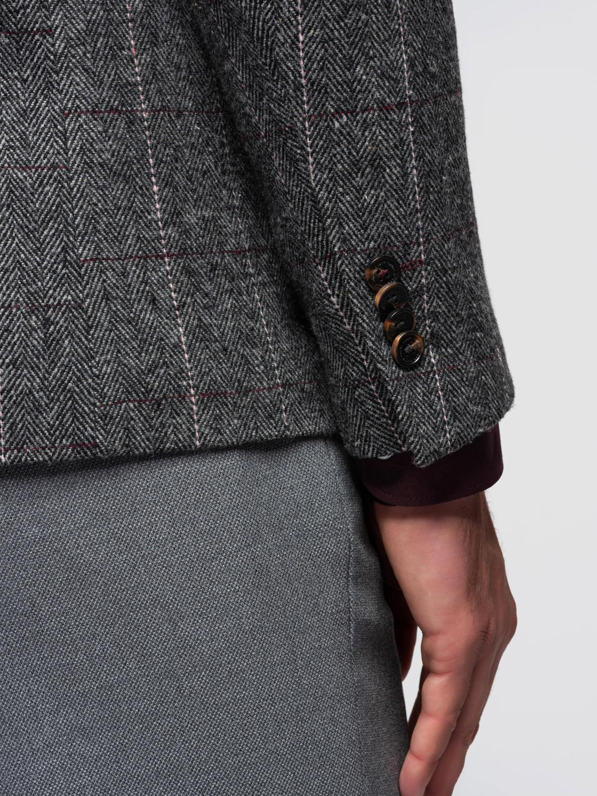 Ombre Elegant men&#039;s plaid blazer with wool blend - grey