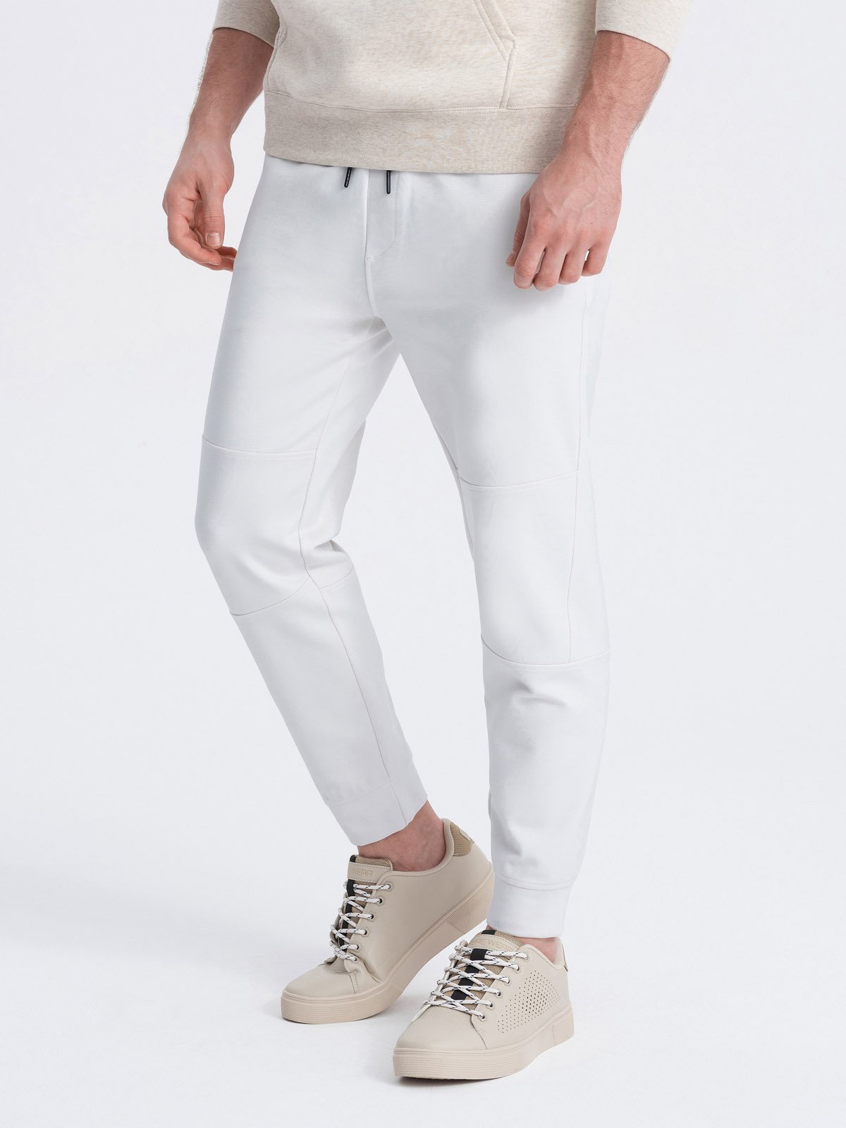 Levně Ombre Men's sweatpants joggers - white