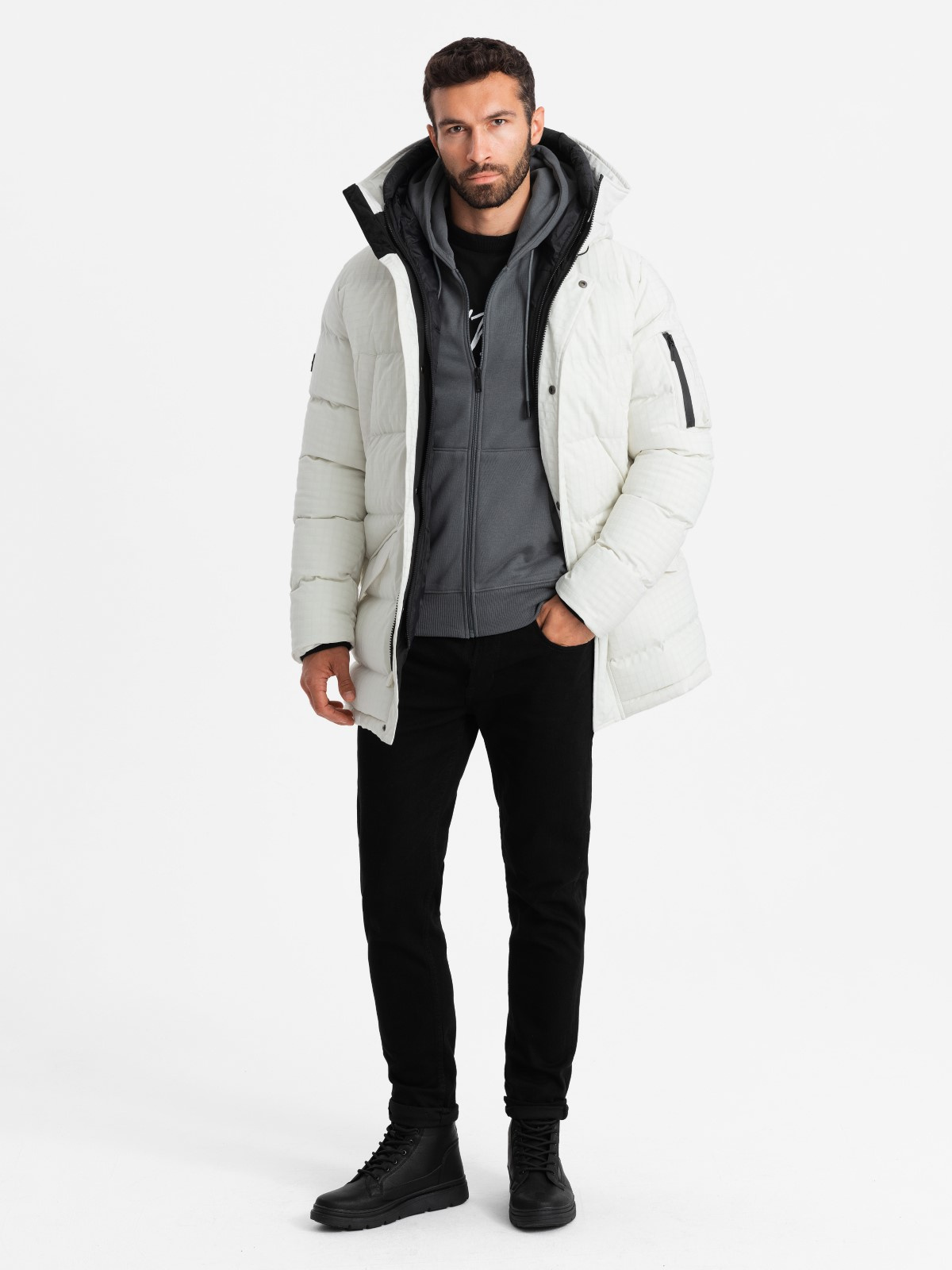 Ombre Outdoor long men&#039;s parka jacket - white