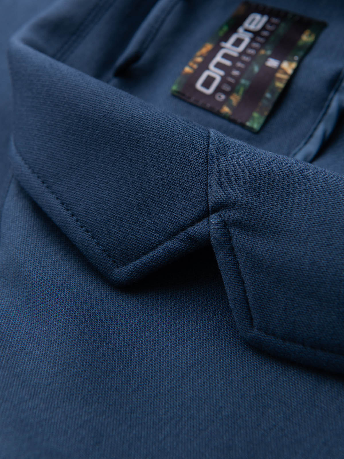 Ombre Men's SLIM knit jacket with subtle texture - dark blue