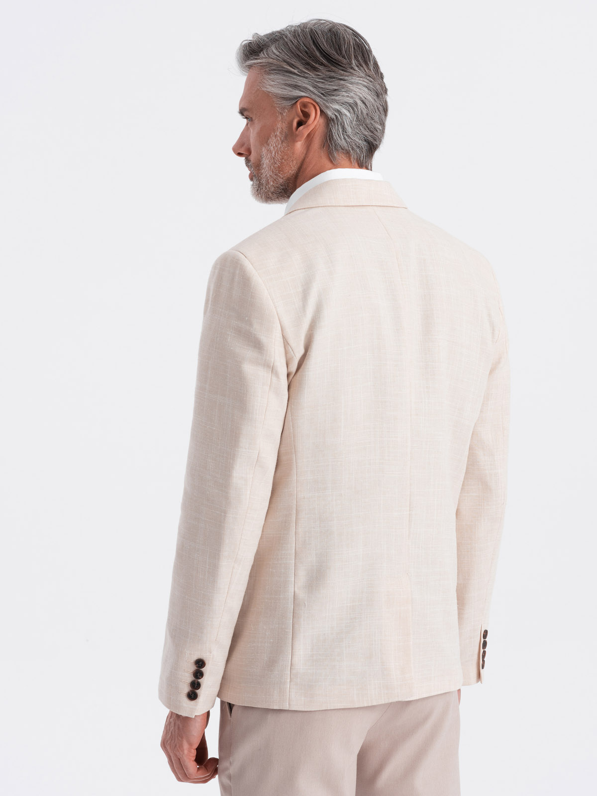 Ombre Men&#039;s REGULAR cut blazer with linen - cream