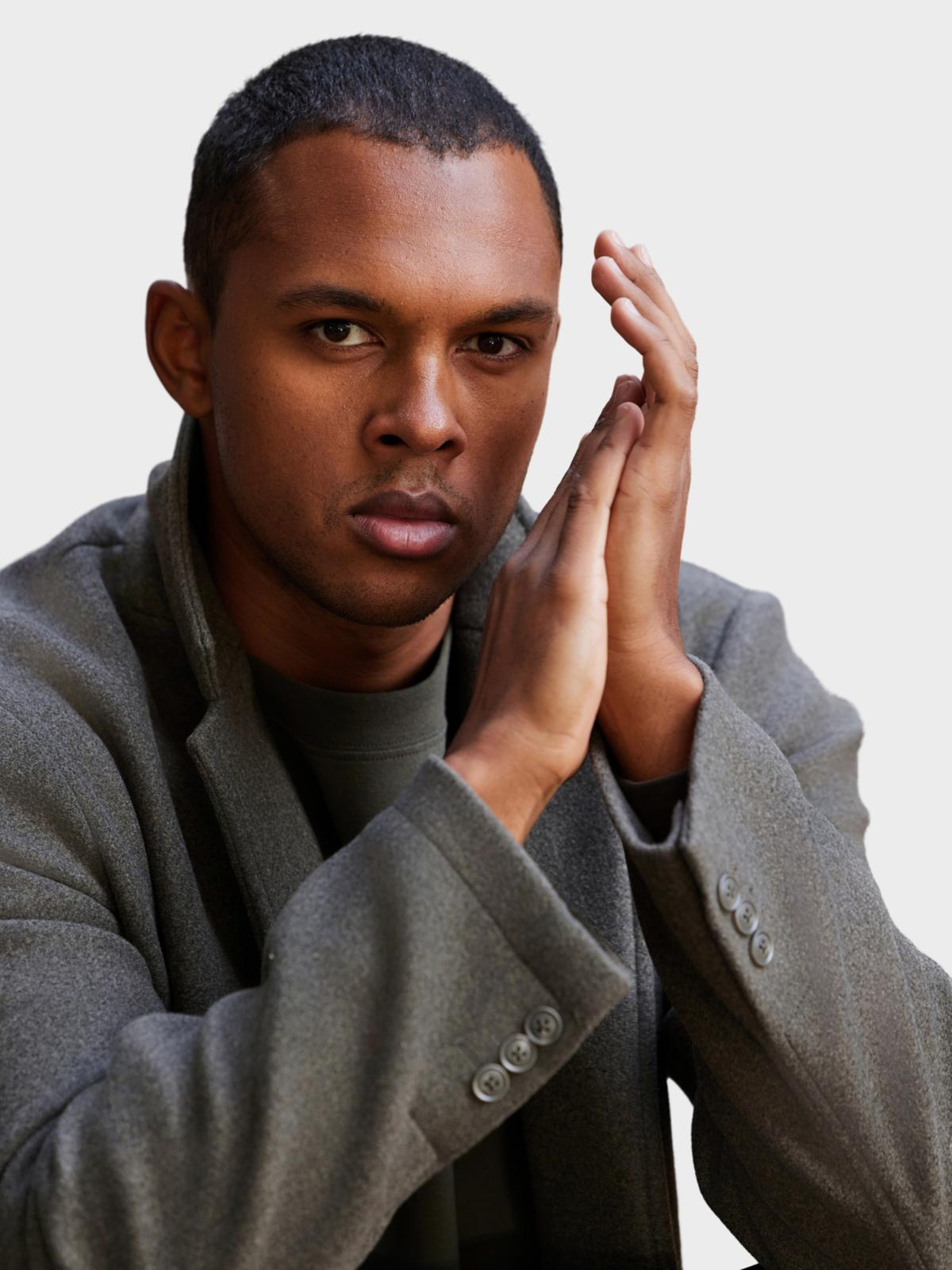 Ombre Men&#039;s lightweight single-breasted coat - graphite-khaki