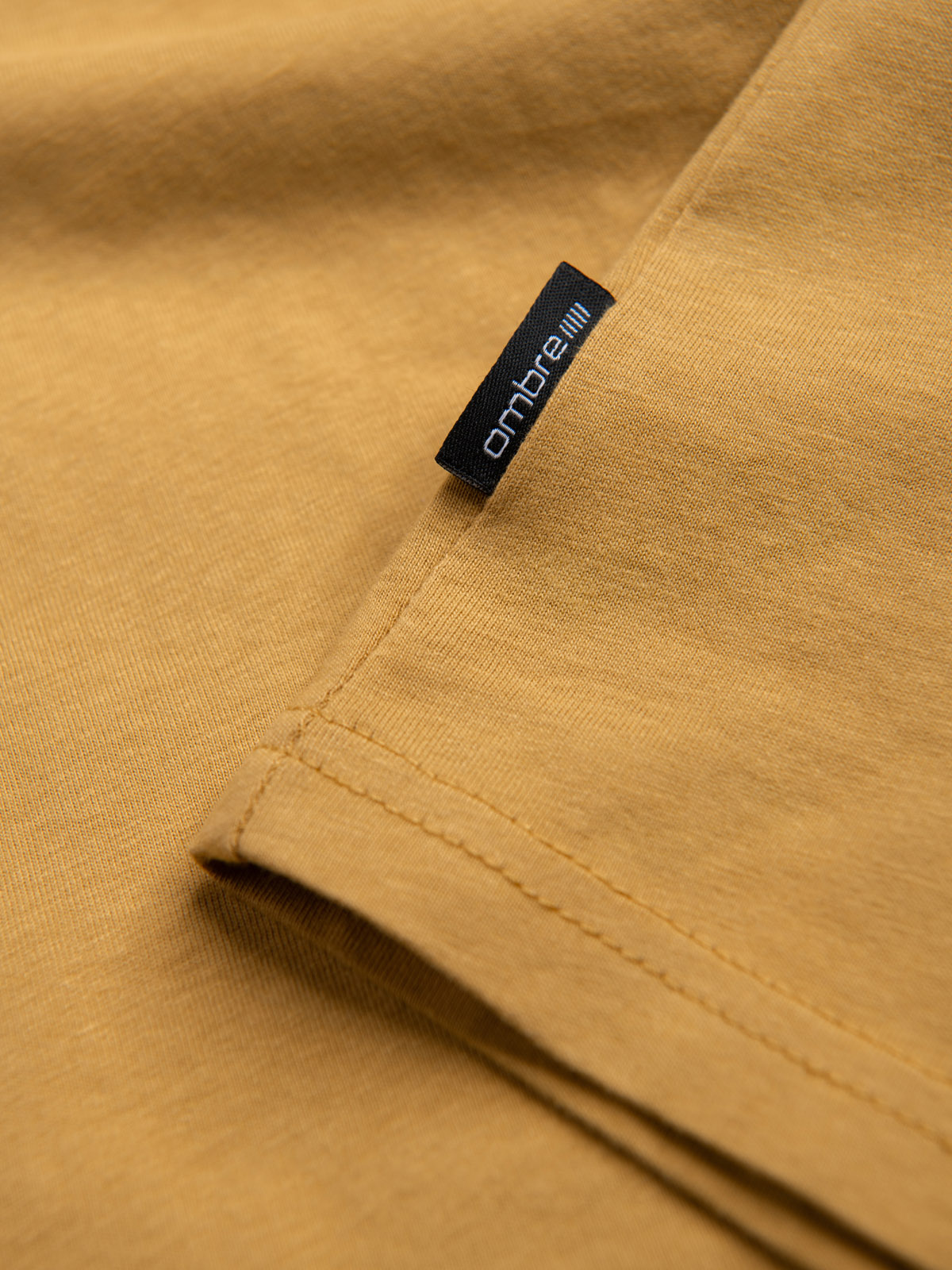 Ombre BASIC men's classic cotton T-shirt with a serape neckline - mustard