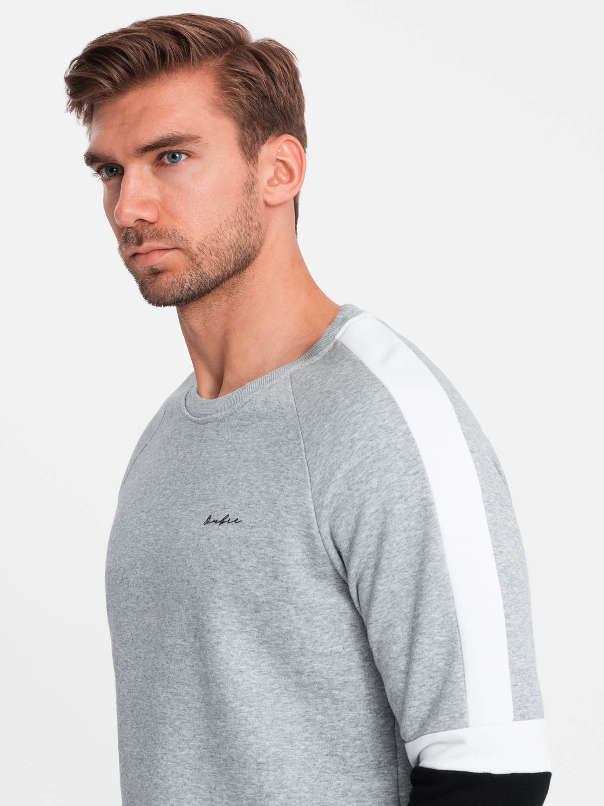 Ombre Tri-color men's sweatshirt with raglan sleeves - gray