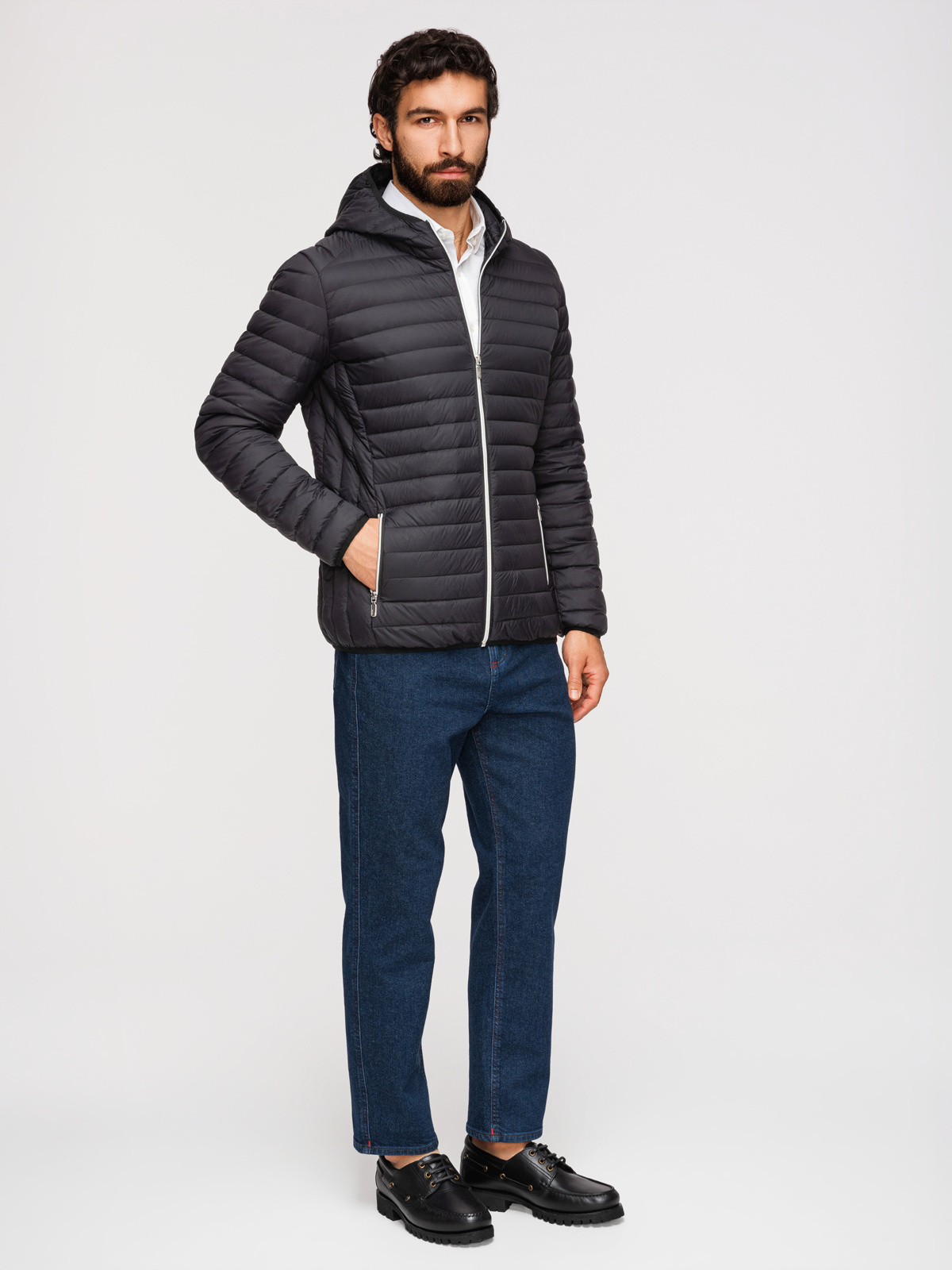Ombre Ultralight men's natural down jacket with stowable pouch - black