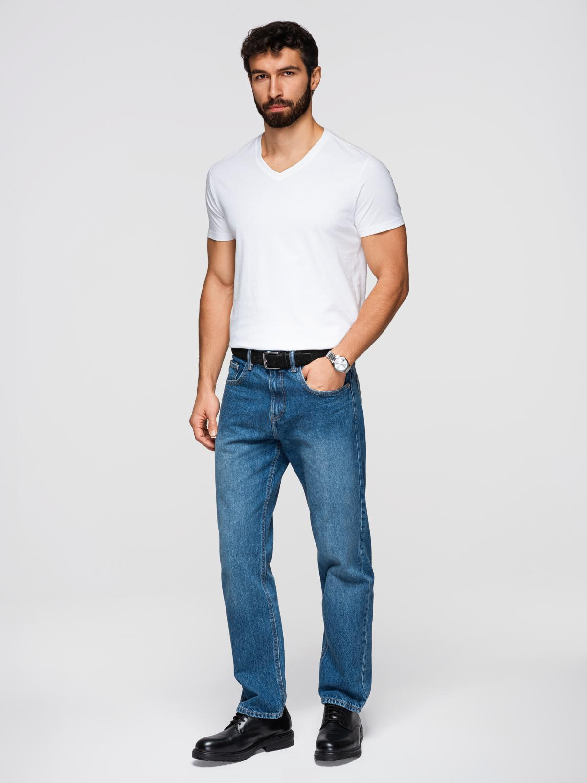 Ombre BASIC men's classic cotton T-shirt with a crew neckline - white