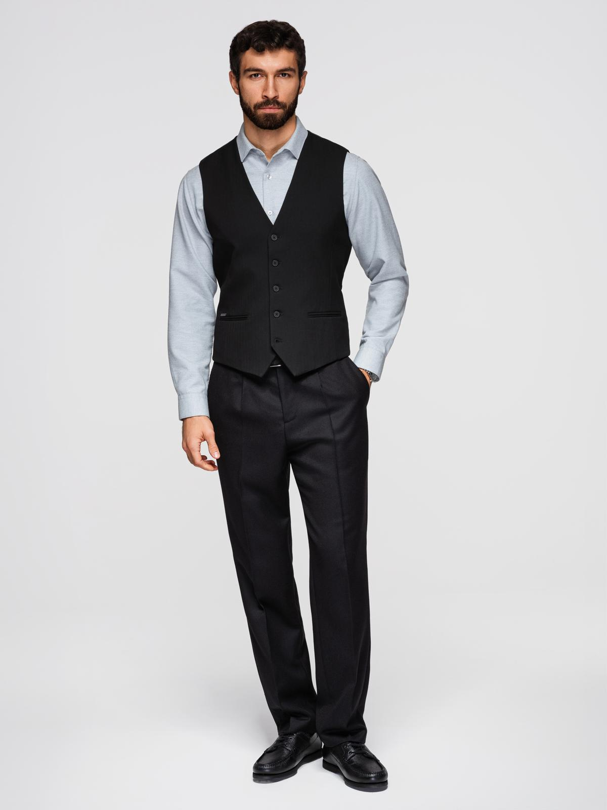 Ombre Elegant men's SLIM FIT herringbone vest - black