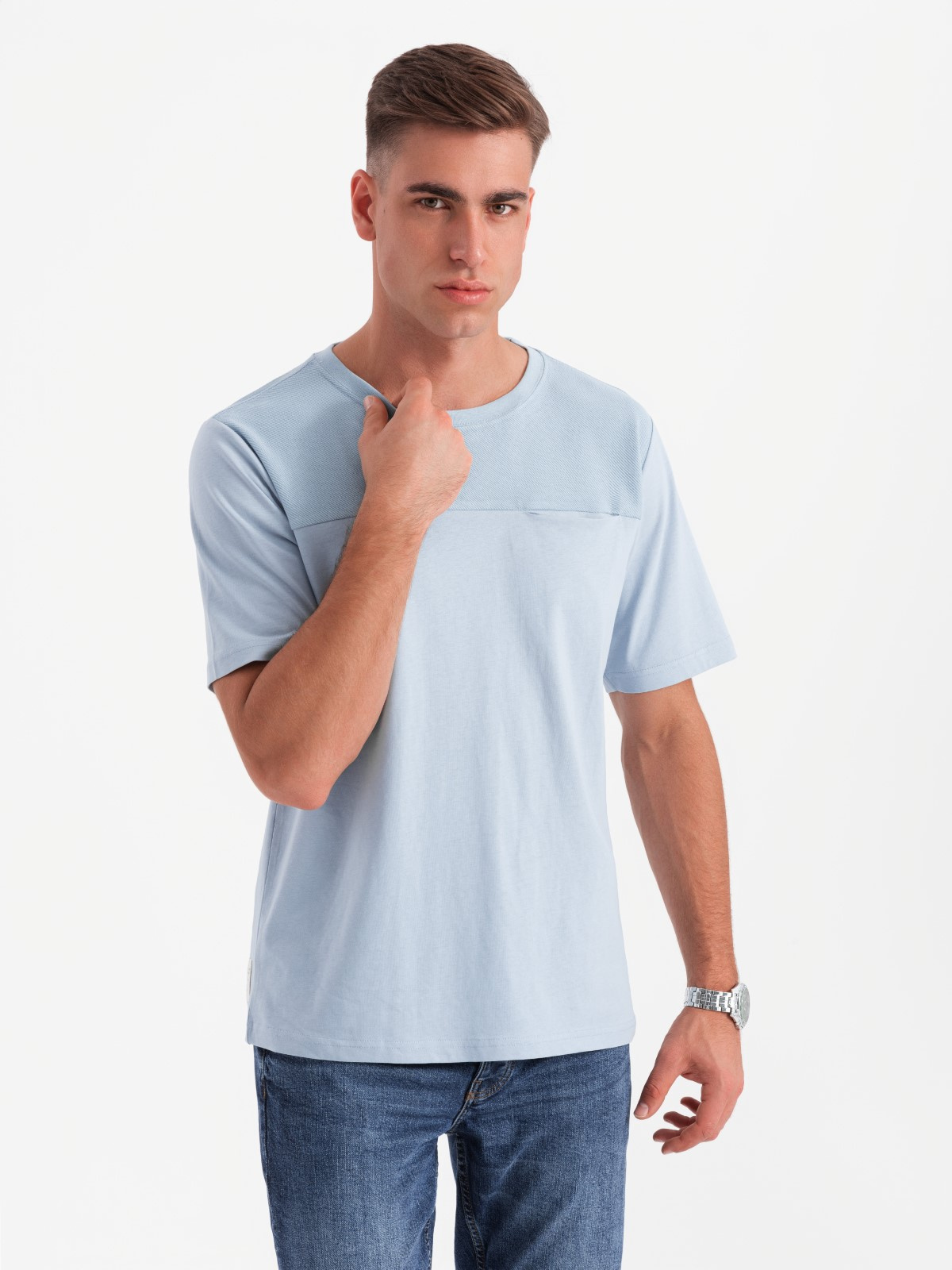 Ombre Mens LOOSE FIT t-shirt with pocket - blue