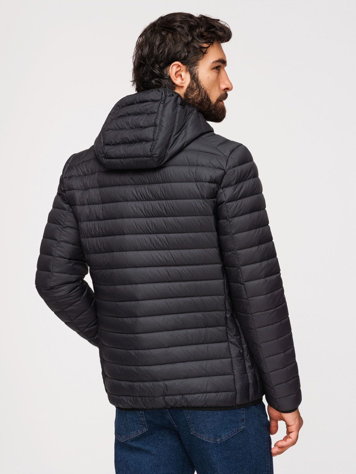 Ombre Ultralight men's natural down jacket with stowable pouch - black