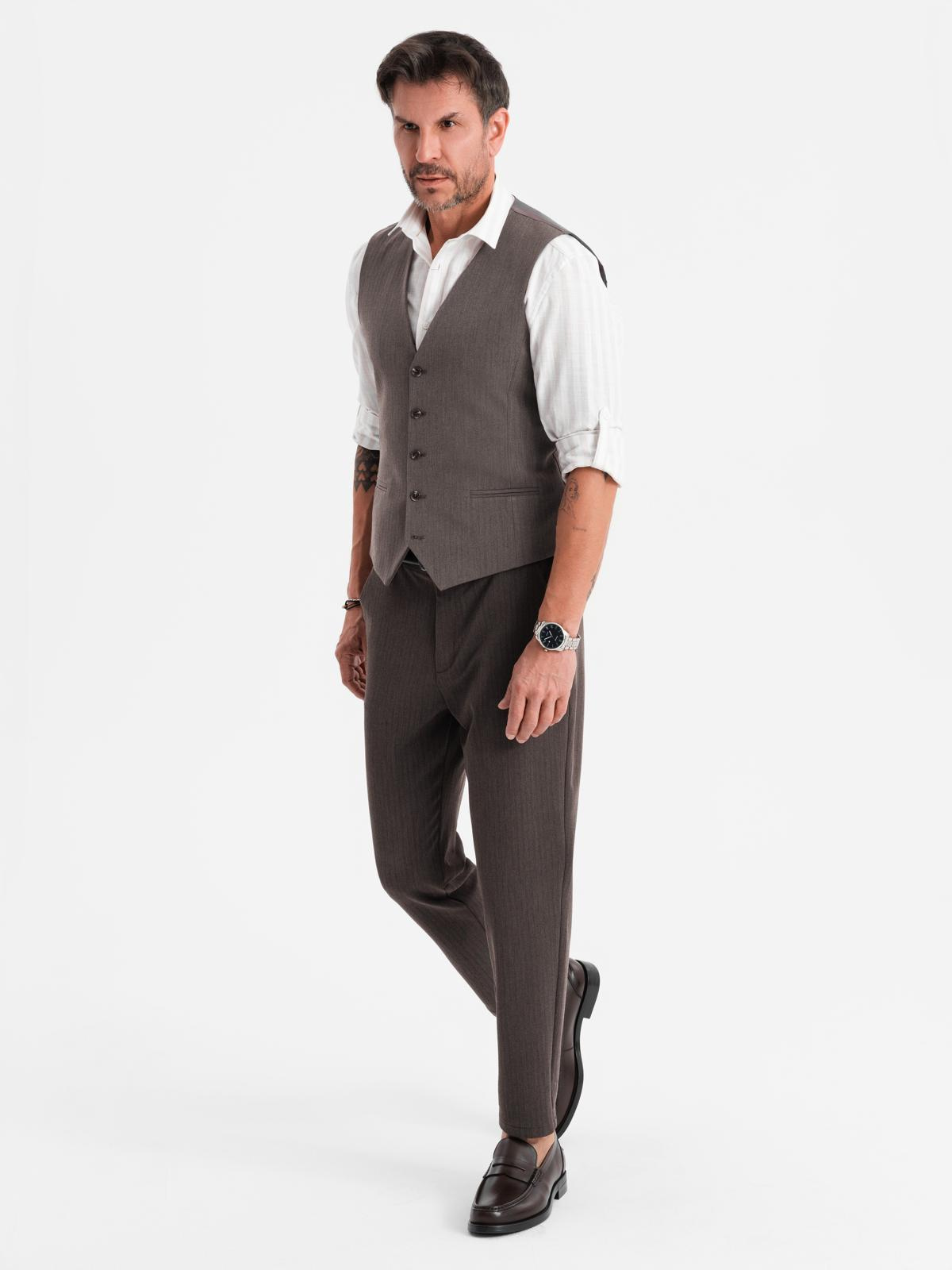 Ombre Men&#039;s elegant SLIM FIT herringbone vest - graphite