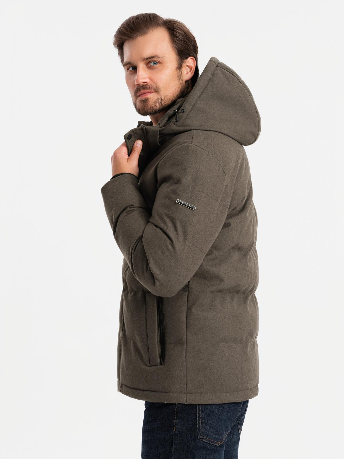 Ombre Men&#039;s lightweight jacket with hood and mesh lining - olive