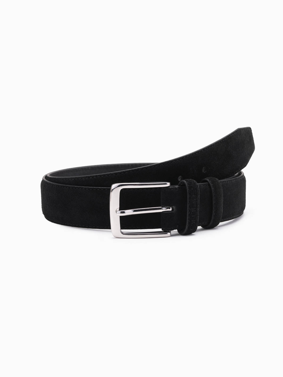 Ombre Unicolored men's natural suede belt - black