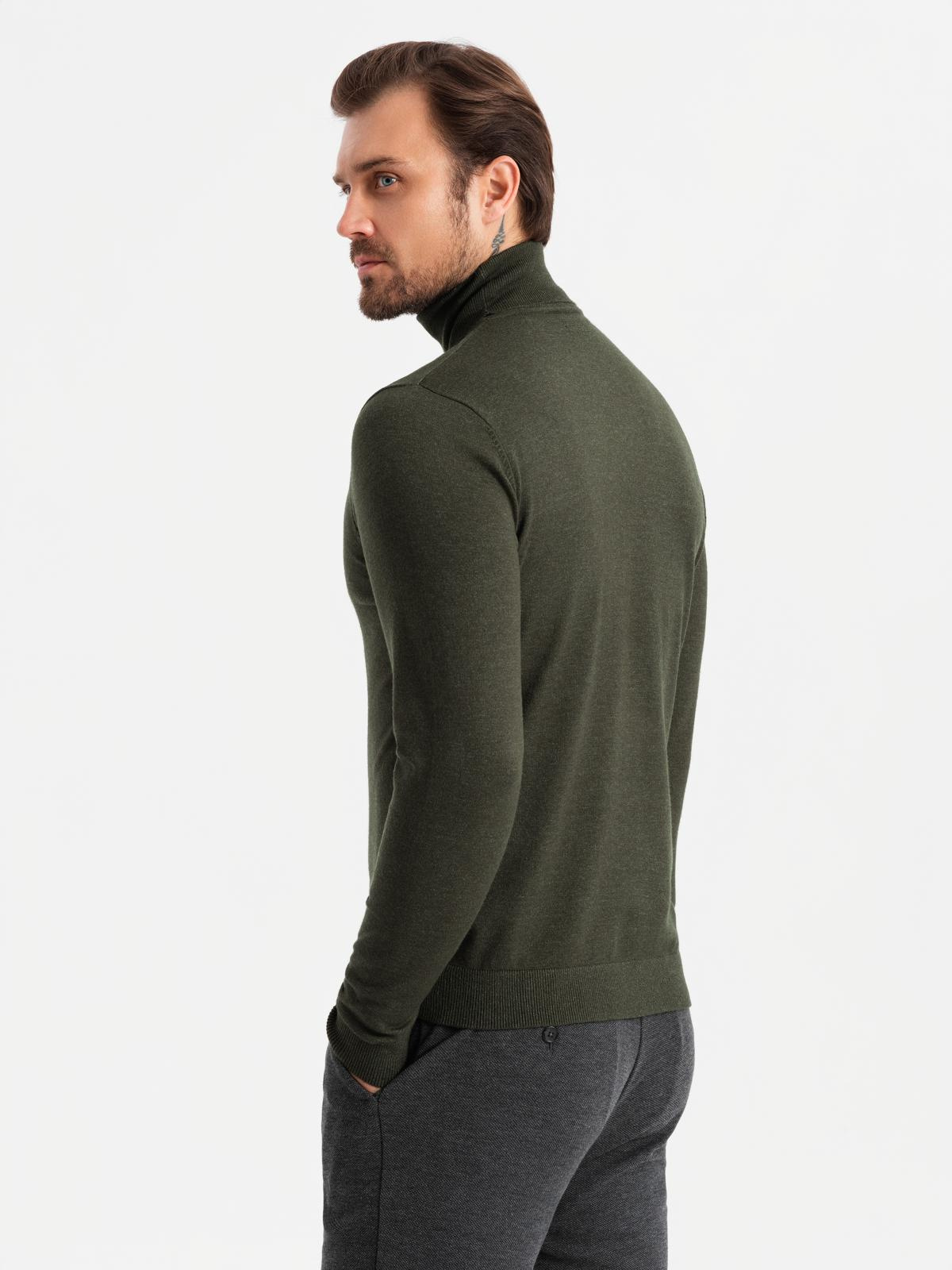 Ombre Men&#039;s knitted turtleneck with viscose - dark grey
