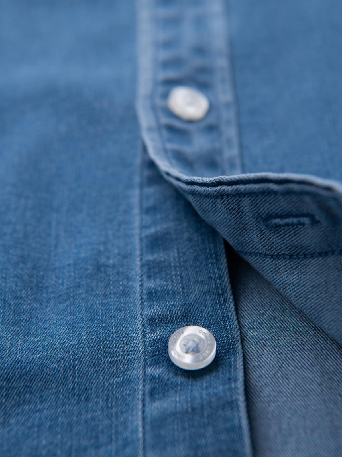 Ombre Men&#039;s denim shirt with lyocell and embroidery on the chest - blue