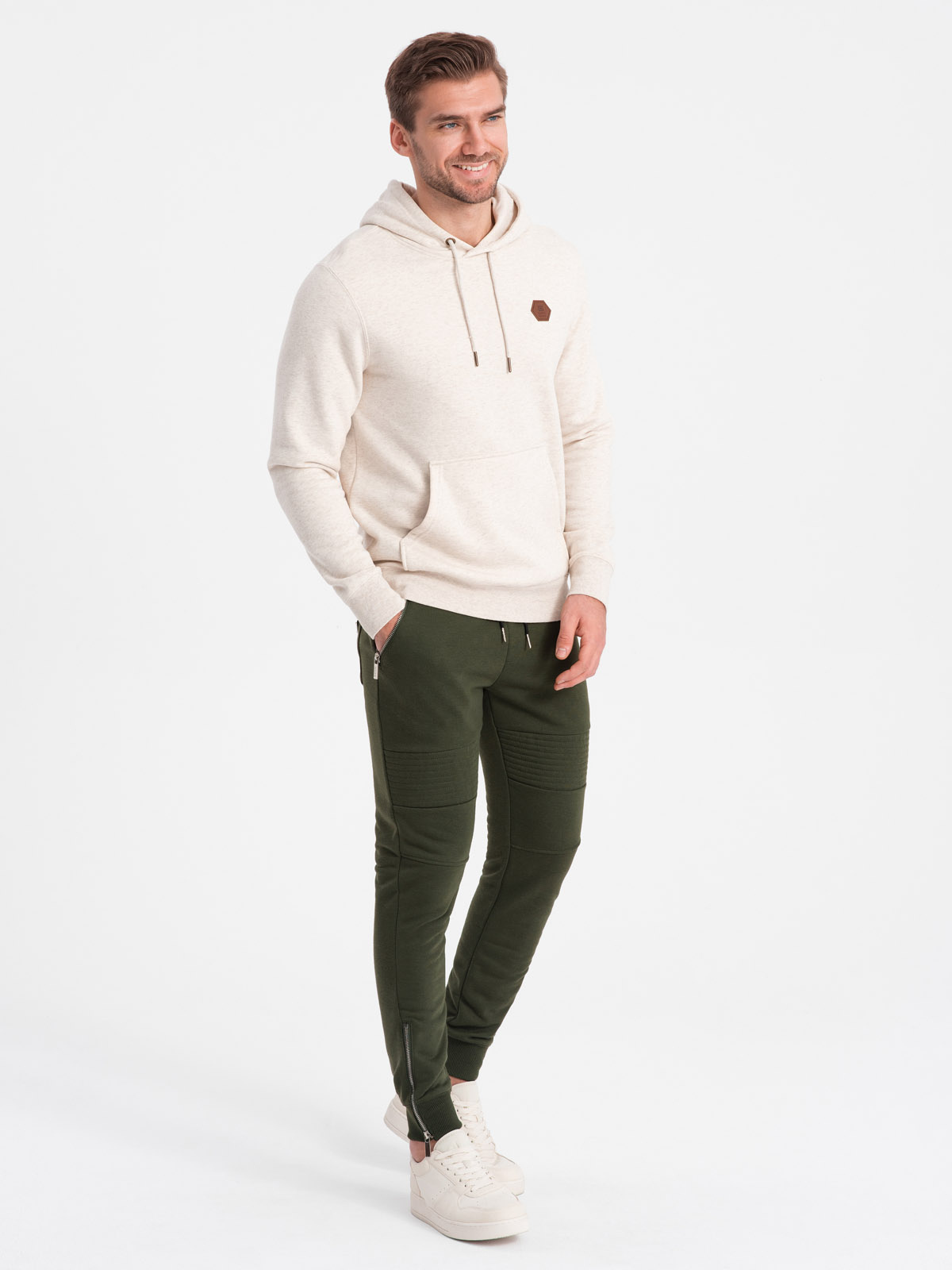 Khaki pánské tepláky Ombre Clothing