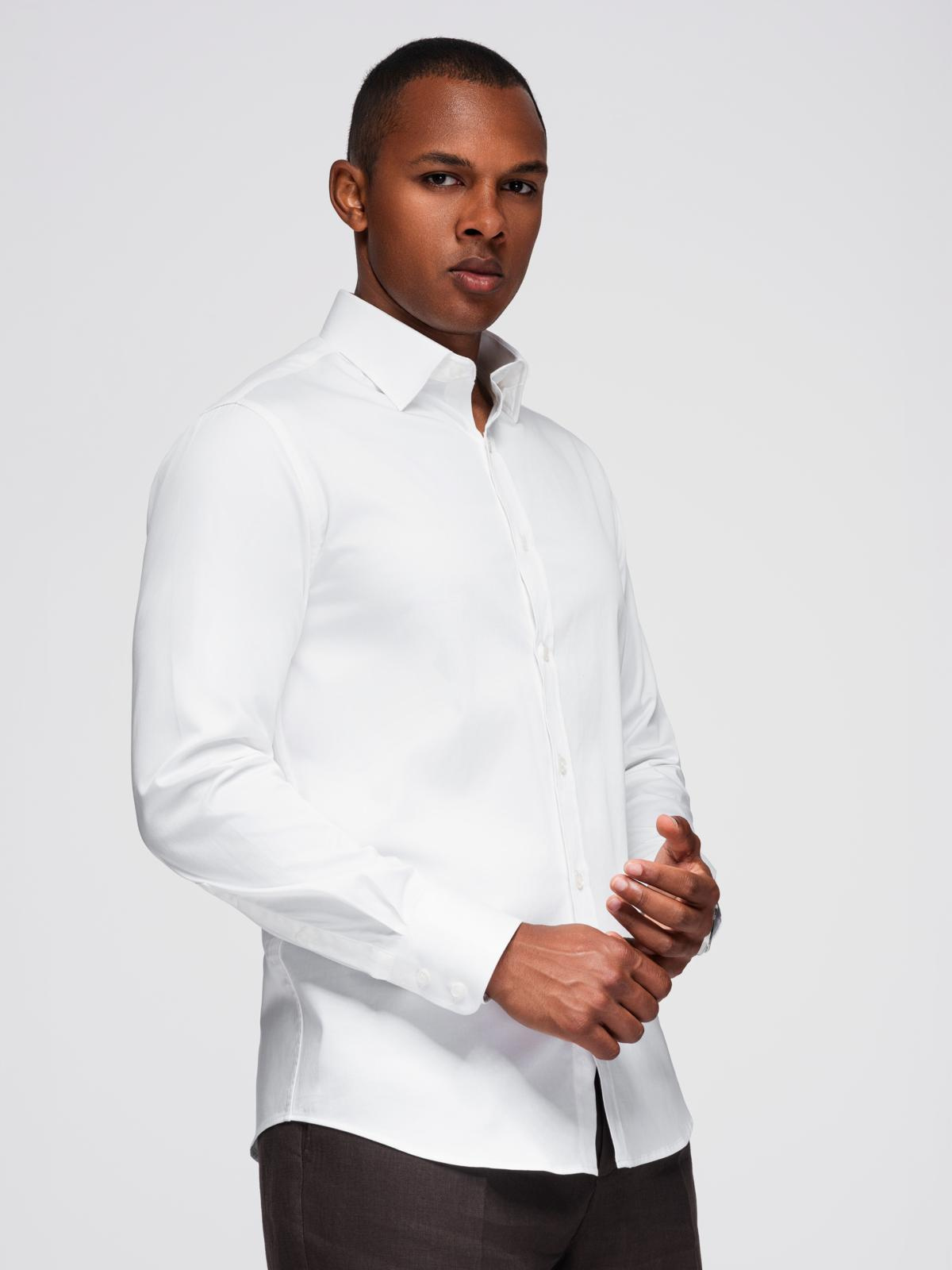 Ombre Classic men&#039;s SLIM FIT shirt in satin fabric - white