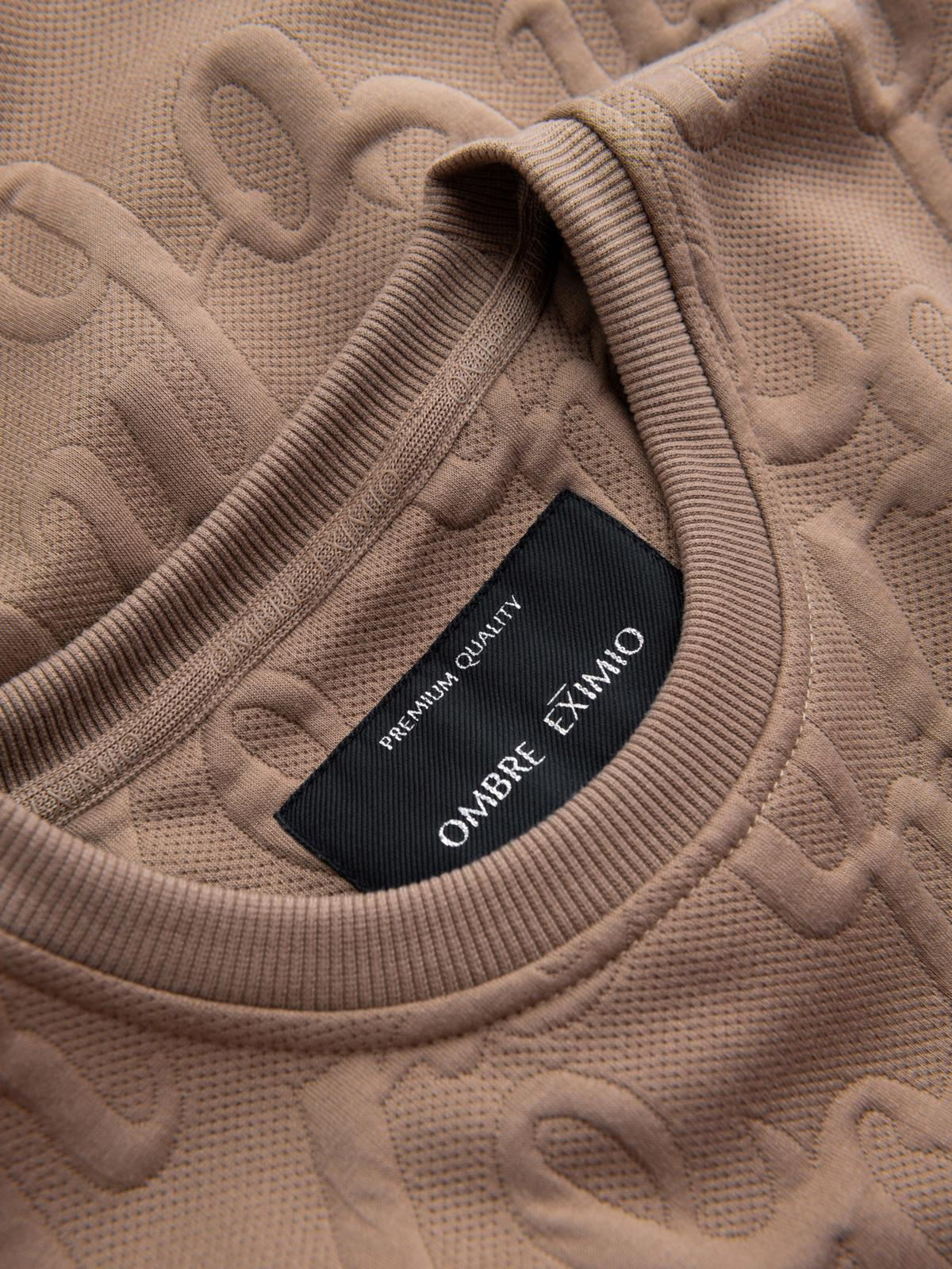 Ombre Men's RELAXED FIT sweatshirt with embossed letters - brown