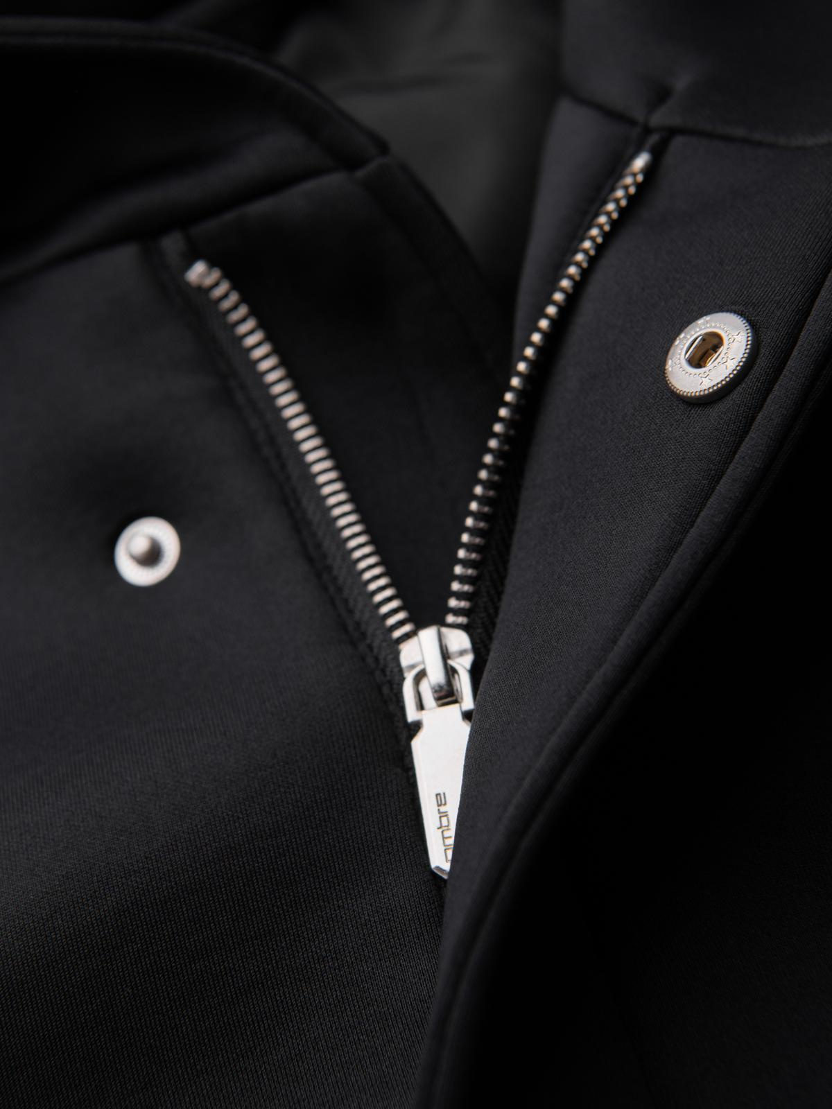 Ombre Men&#039;s minimalist medium length coat with hood - black