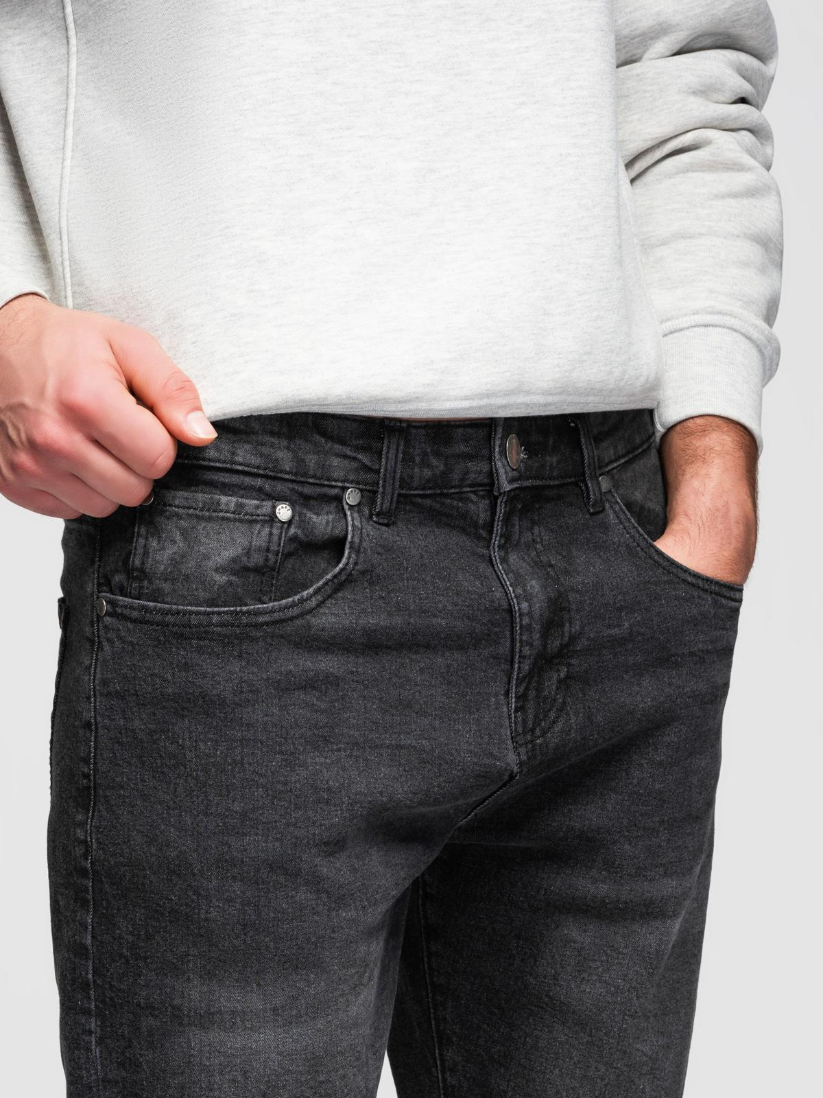 Ombre Men's denim shorts with rolled up leg - black