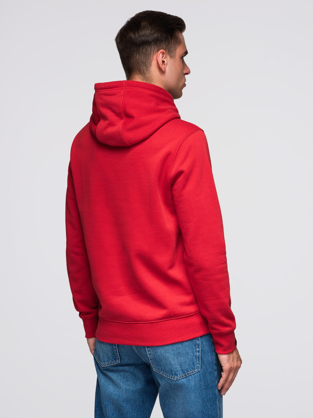 Ombre Men&#039;s college style printed kangaroo hoodie - red