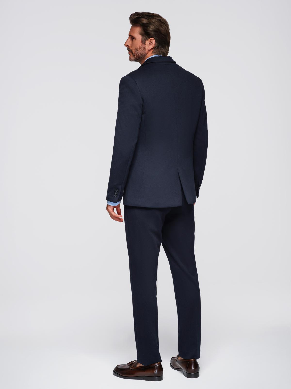 Ombre Men's knitted jacket with a fitted cut - navy blue