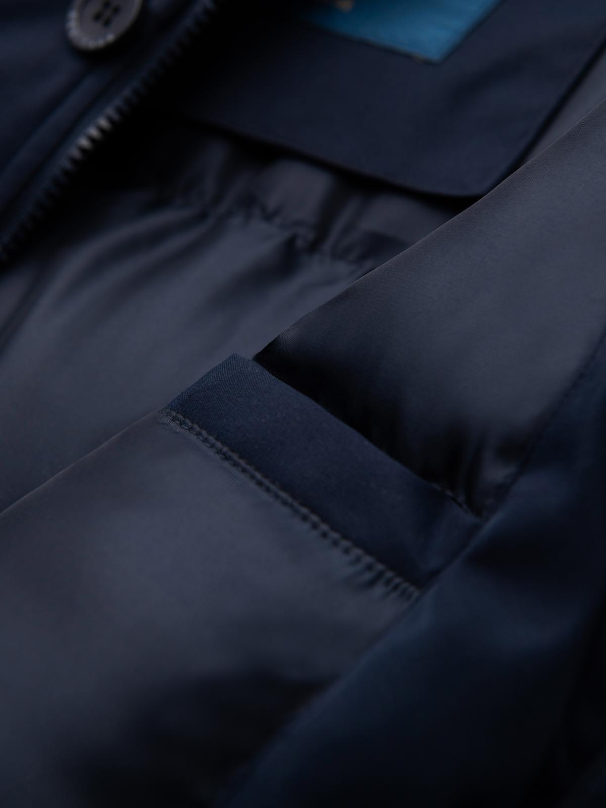 Ombre Elegant men&#039;s parka with cargo pockets and hood - navy blue