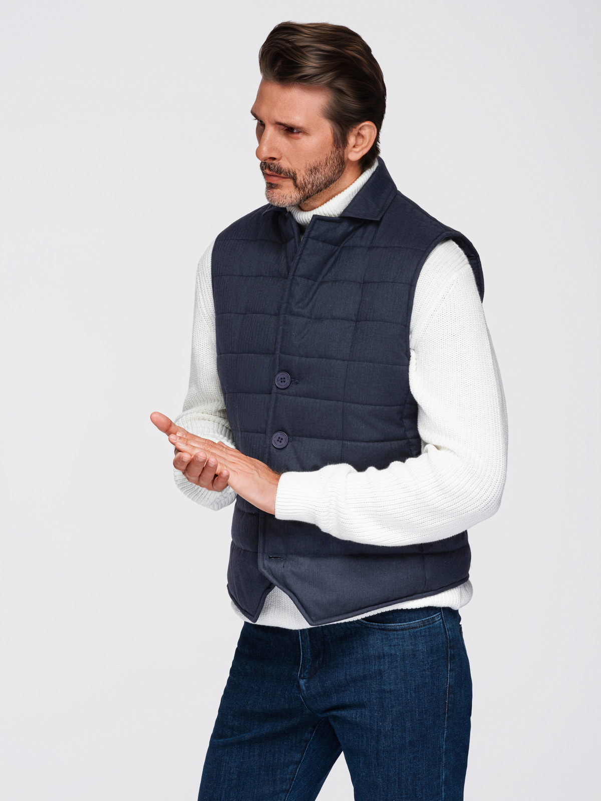 Ombre Men's peach effect quilted vest - beige