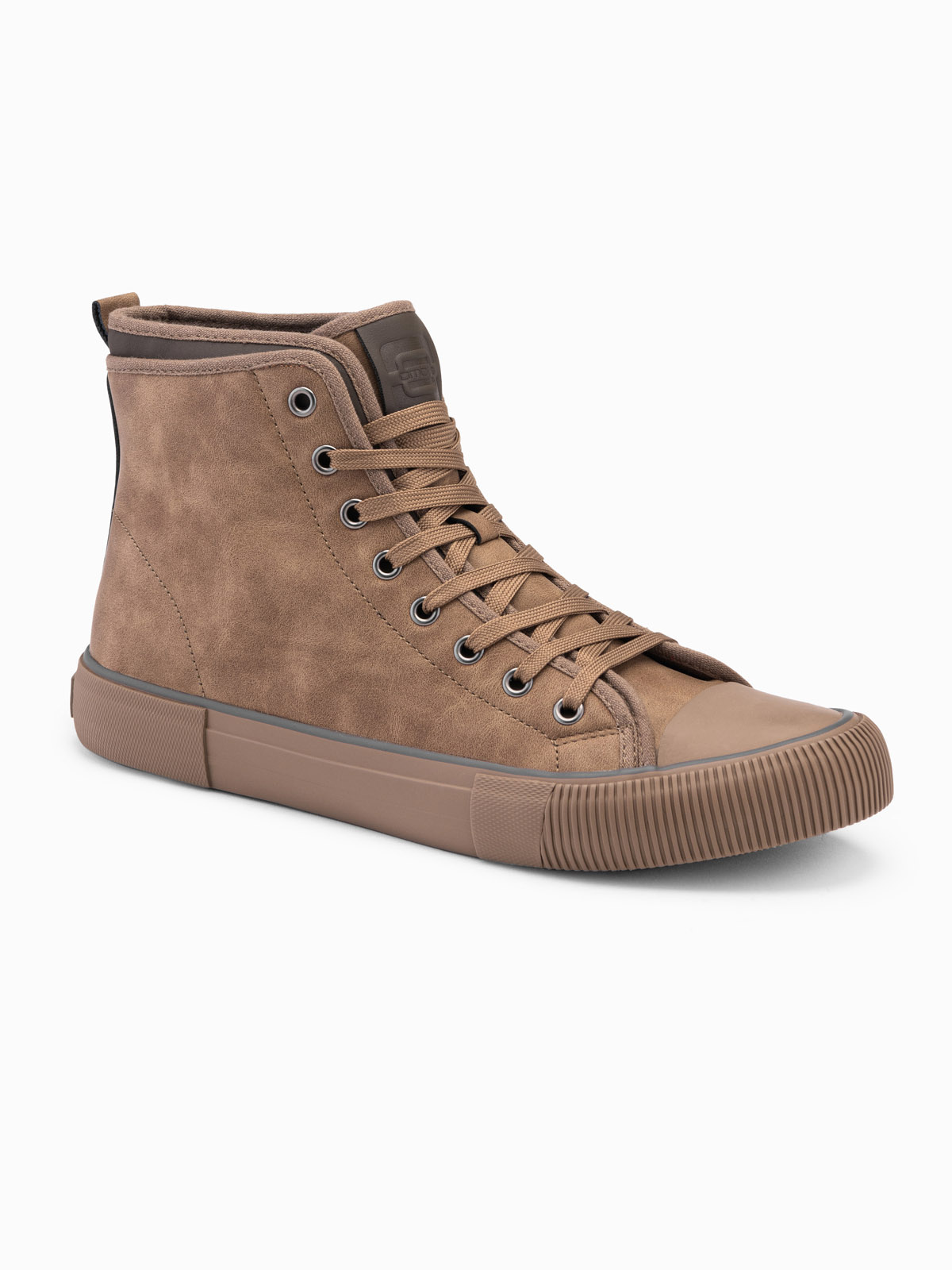 Ombre Men&#039;s high-top sneakers with decorative piping - brown