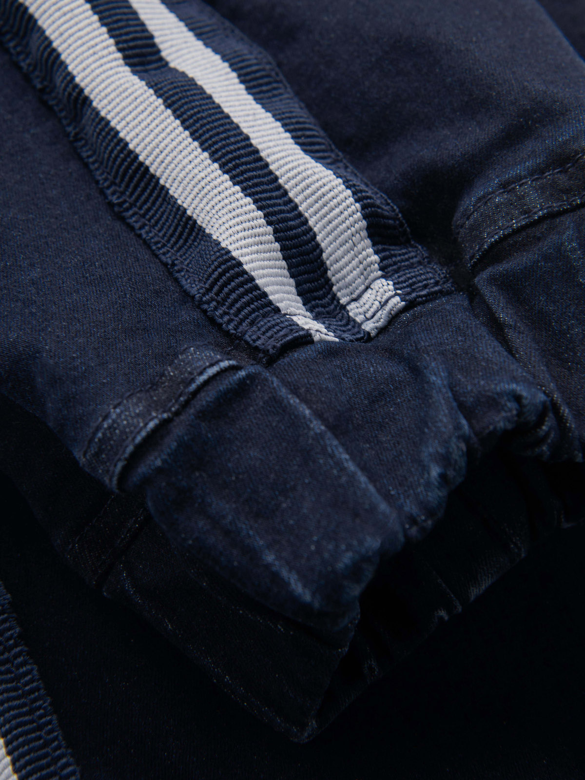 Ombre Men's denim joggers with piping - dark blue