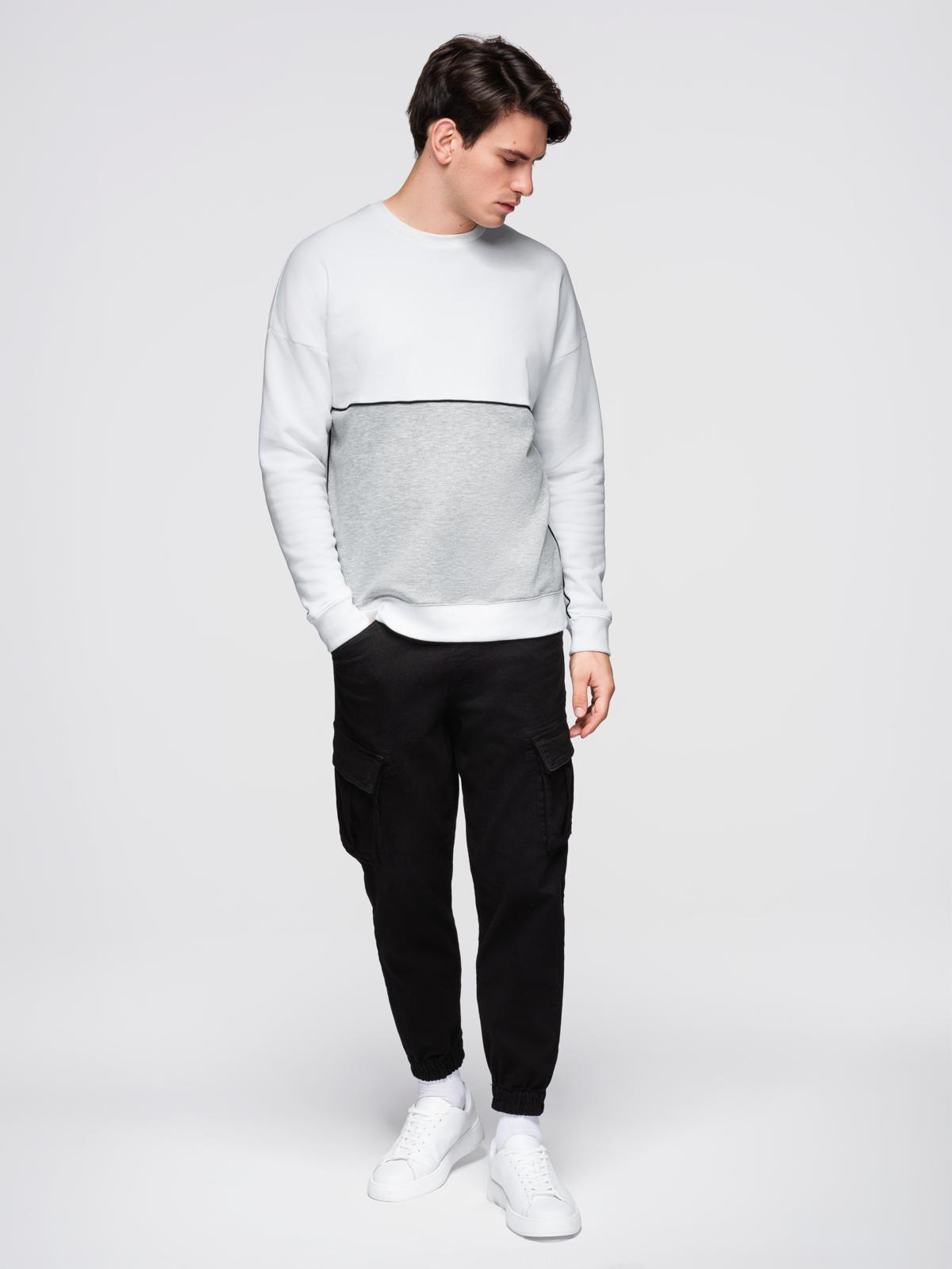 Ombre Men&#039;s OVERSIZE sweatshirt with contrasting color combination - white and gray