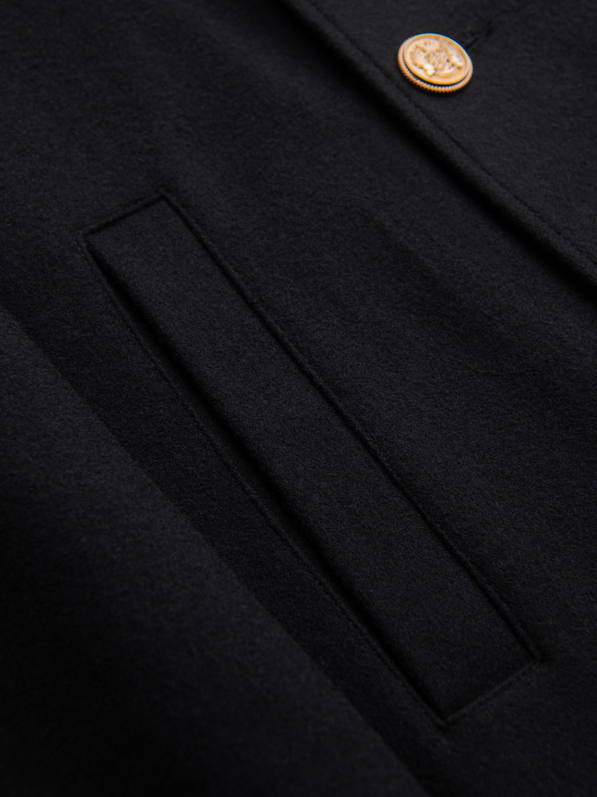 Ombre Men's double-breasted wool coat with decorative appliqués - black