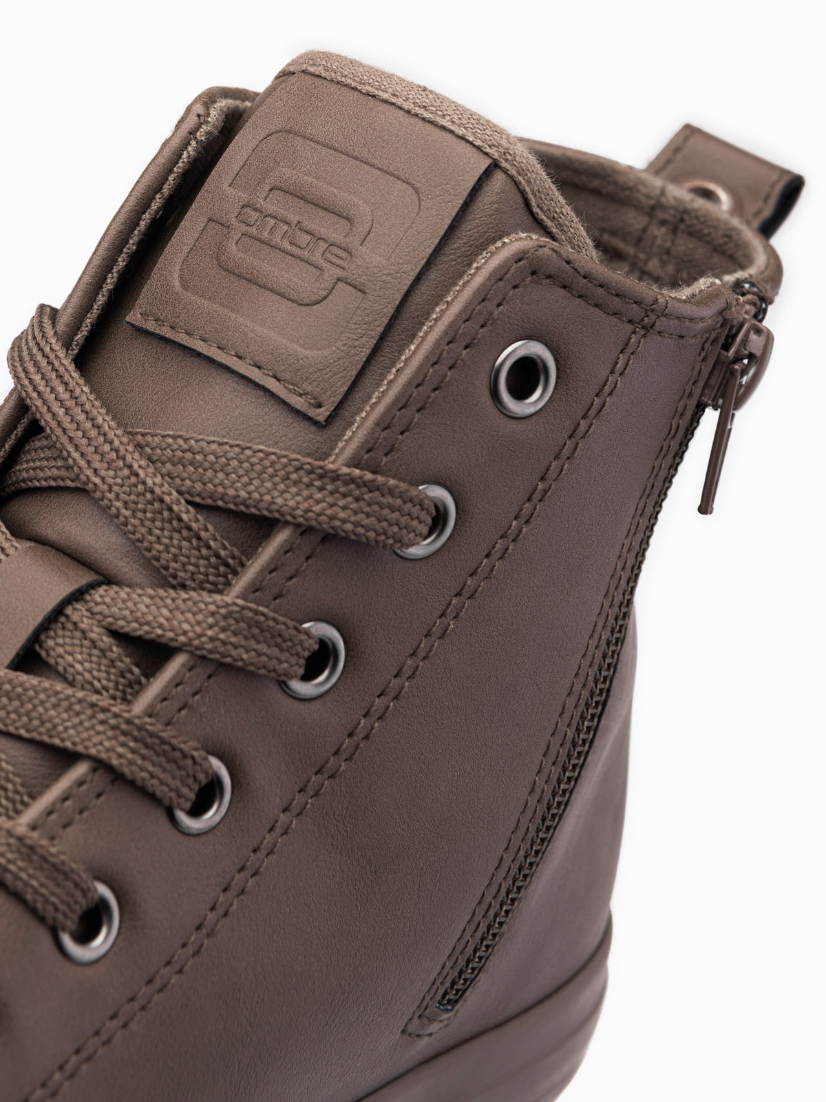 Ombre Men&#039;s high-top sneakers with decorative toe - brown