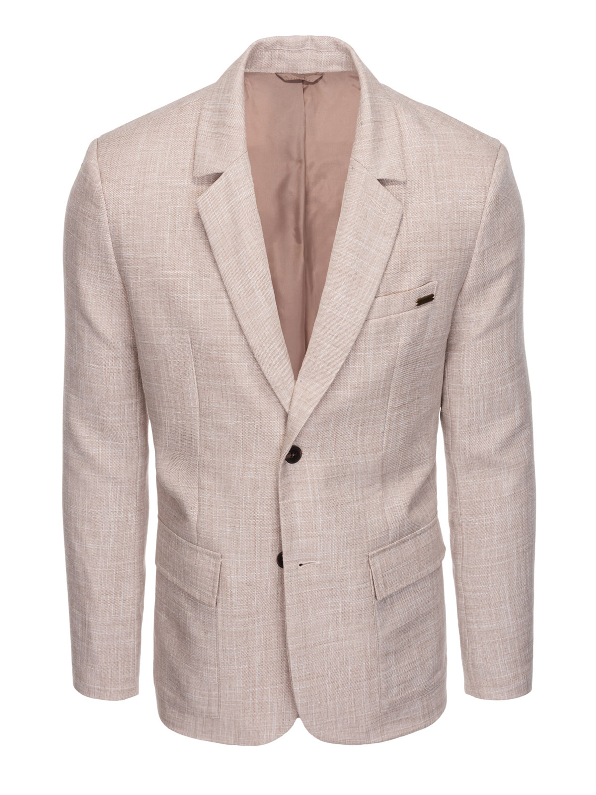 Ombre Men's REGULAR cut jacket with linen - light beige