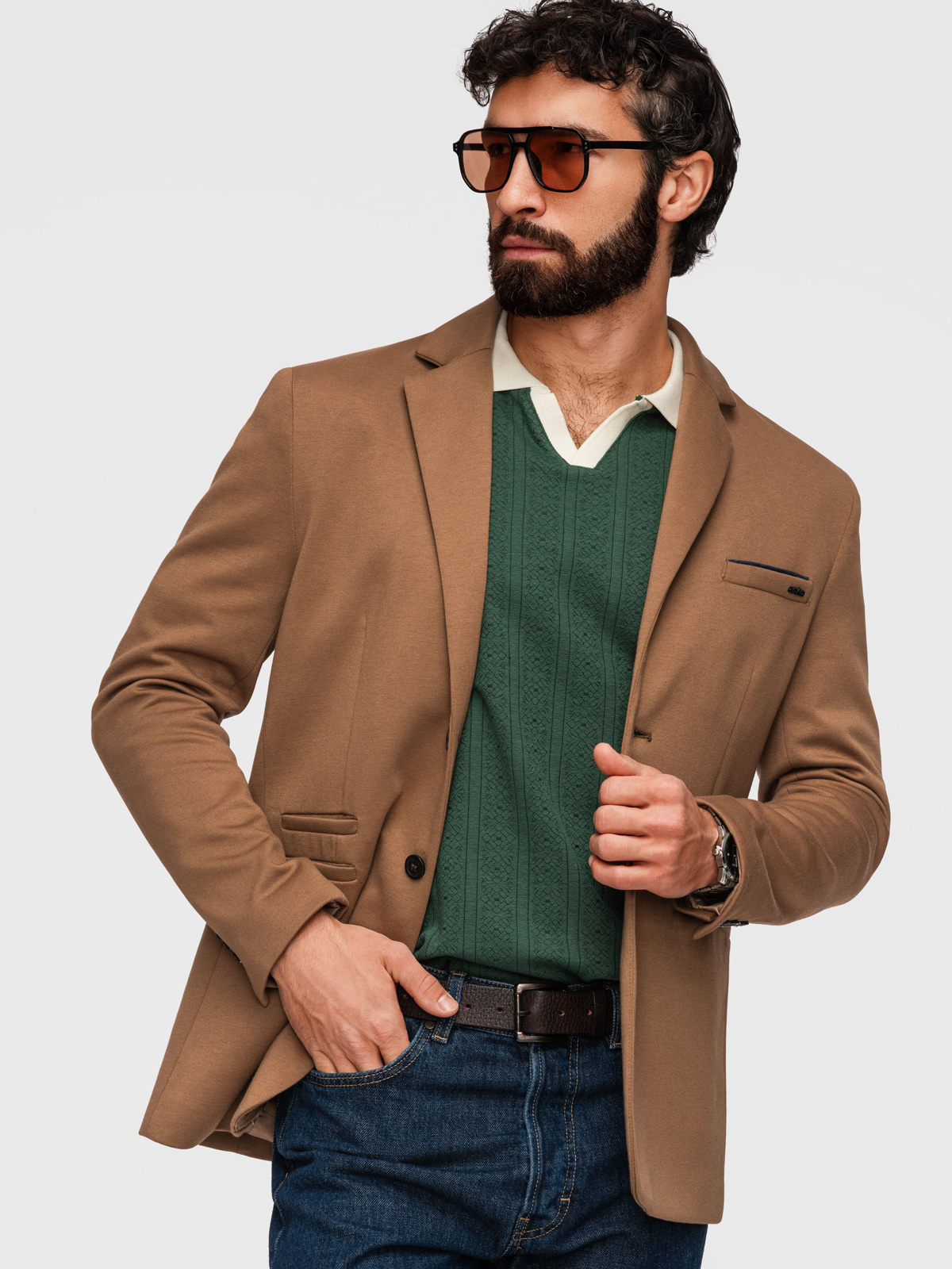 Ombre pletené pánské SLIM FIT sako