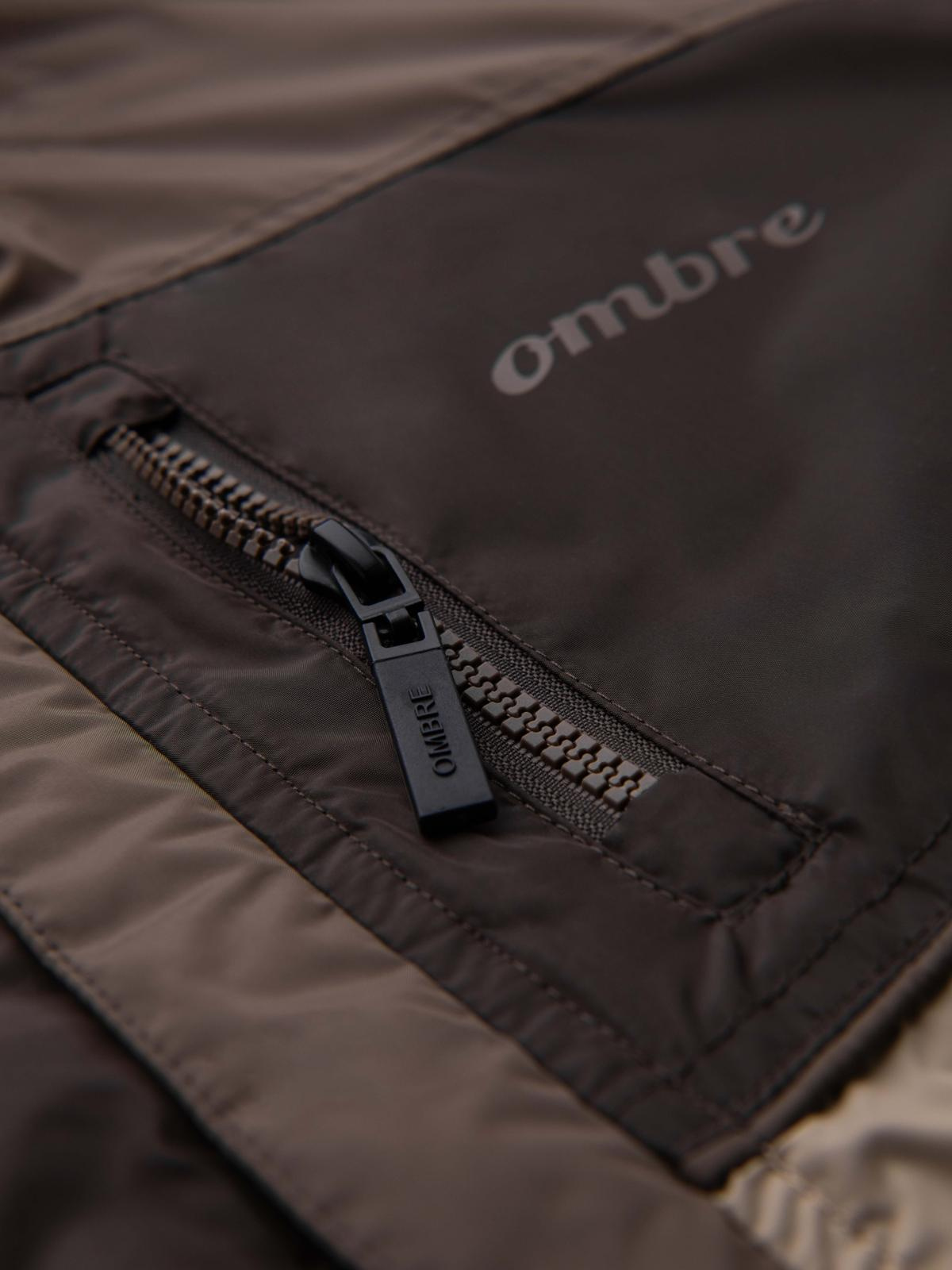 Ombre Lightweight colorful men&#039;s sports jacket with fleece - beige and dark brown