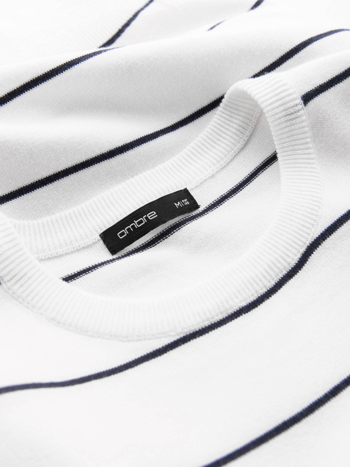 Ombre Men's casual sweater with horizontal stripes - cream