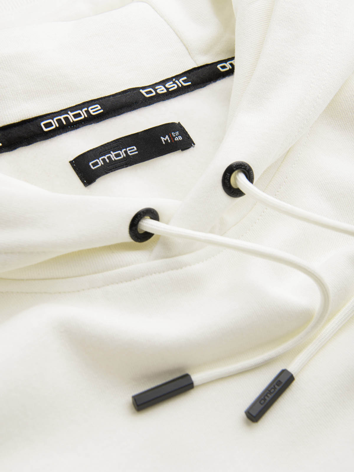 Ombre Men&#039;s BASIC cotton kangaroo hooded sweatshirt - cream