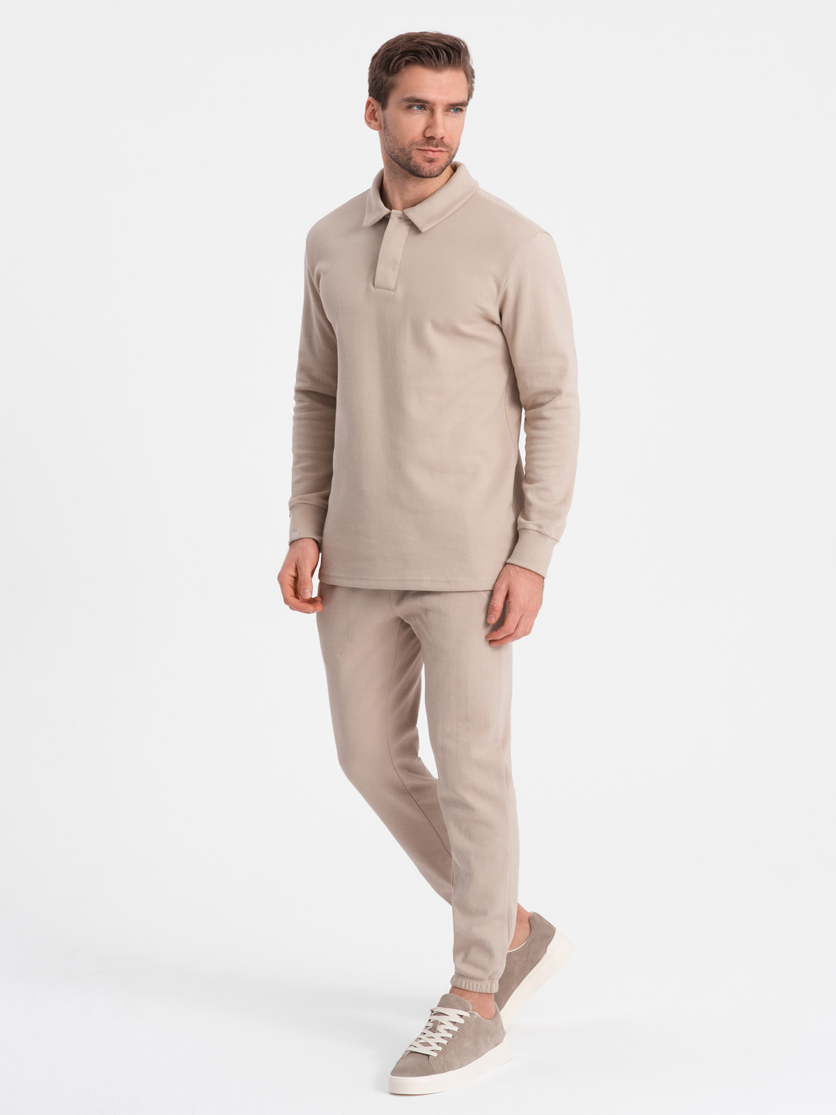 Ombre Men's tracksuit set sweatshirt with polo collar + pants